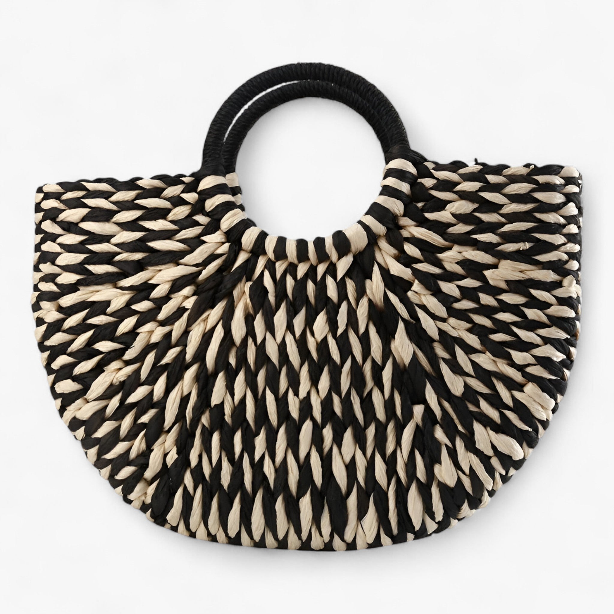 Valentina | Borsa in Finta Paglia Intrecciata - Nero-bianco - - Concept Palermo