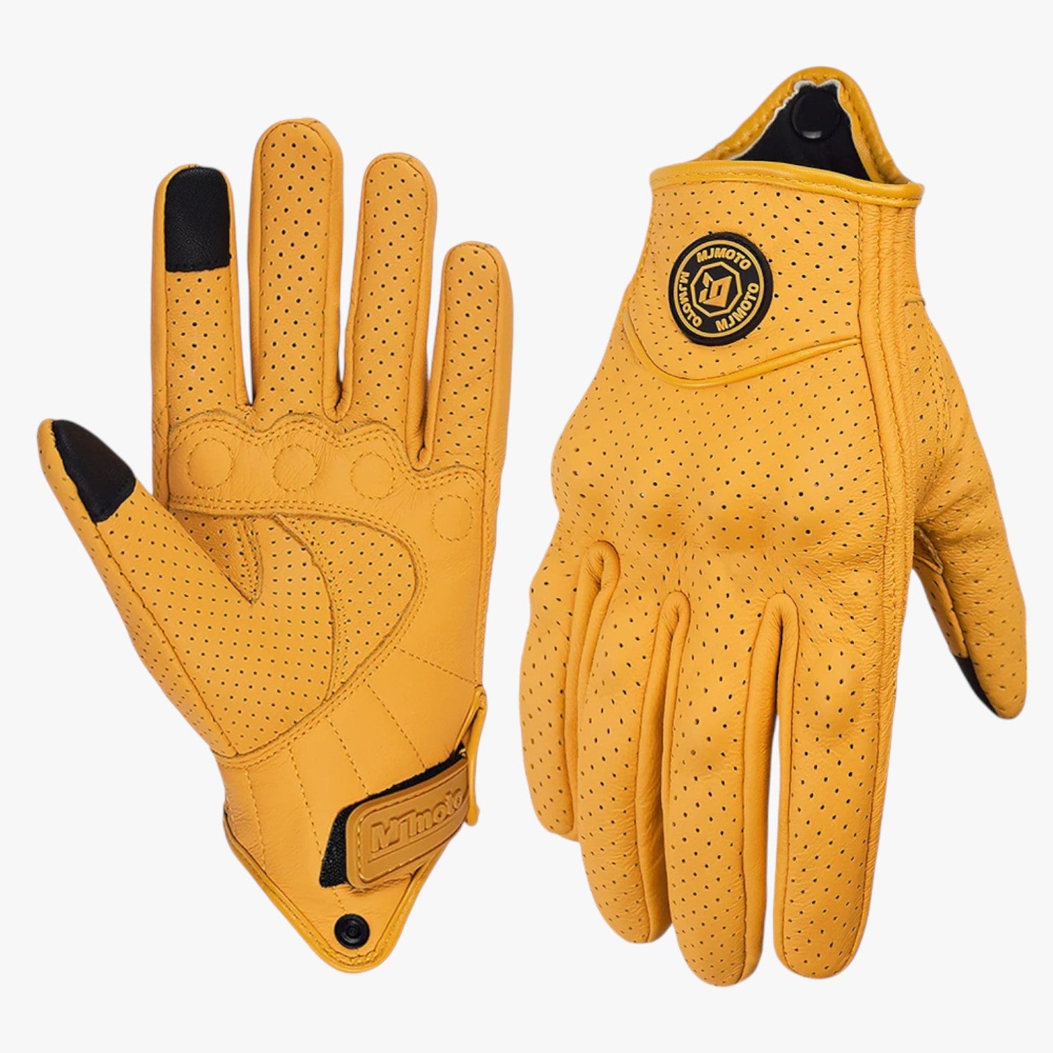 Zeke | Guanti da moto retrò traforati con touchscreen - Giallo-Perforato - gloves gloves for men mens gloves - Concept Palermo