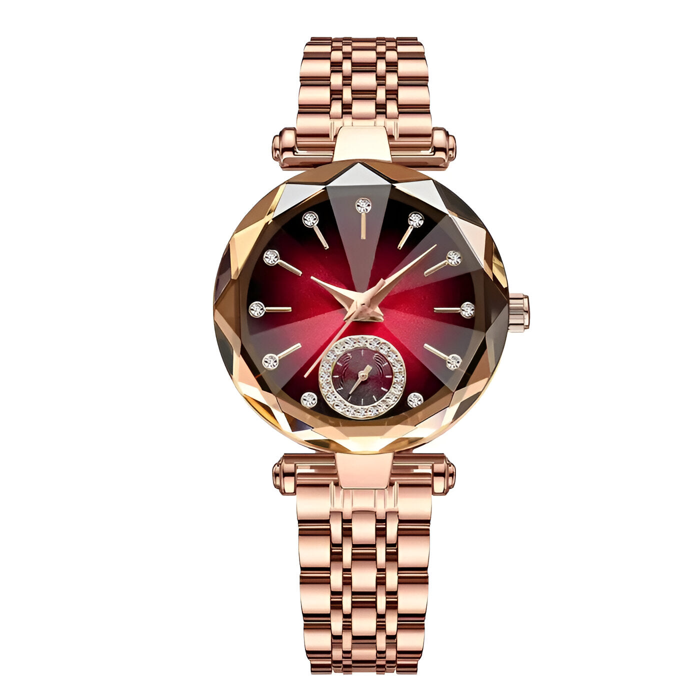 Grace | Orologio da donna elegante in acciaio con diamanti e impermeabile - Rosso Oro - female watch watch for women - Concept Palermo