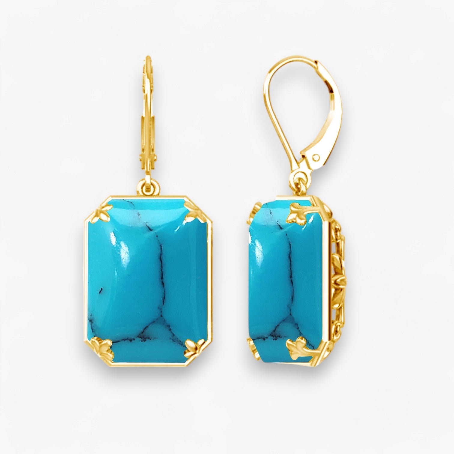 Amelia | Orecchini a Pendente in Topazio Blu – Oro e Argento Sfolgorante - Turchese - Accessories Jewelry EARRINGS - Concept Palermo