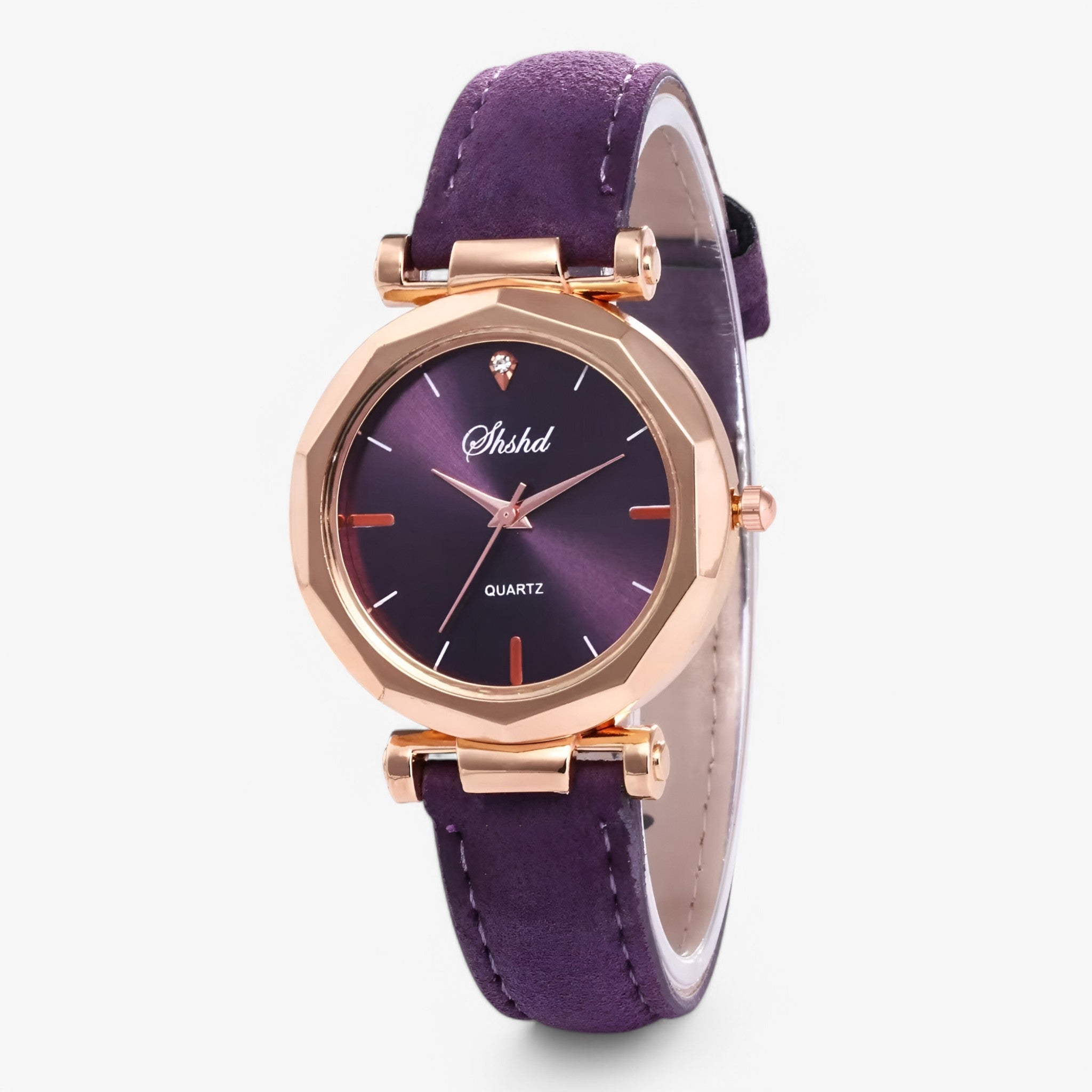 Aria | Orologio da donna in pelle con cristalli e movimento al quarzo - Viola - female watch watch for women - Concept Palermo