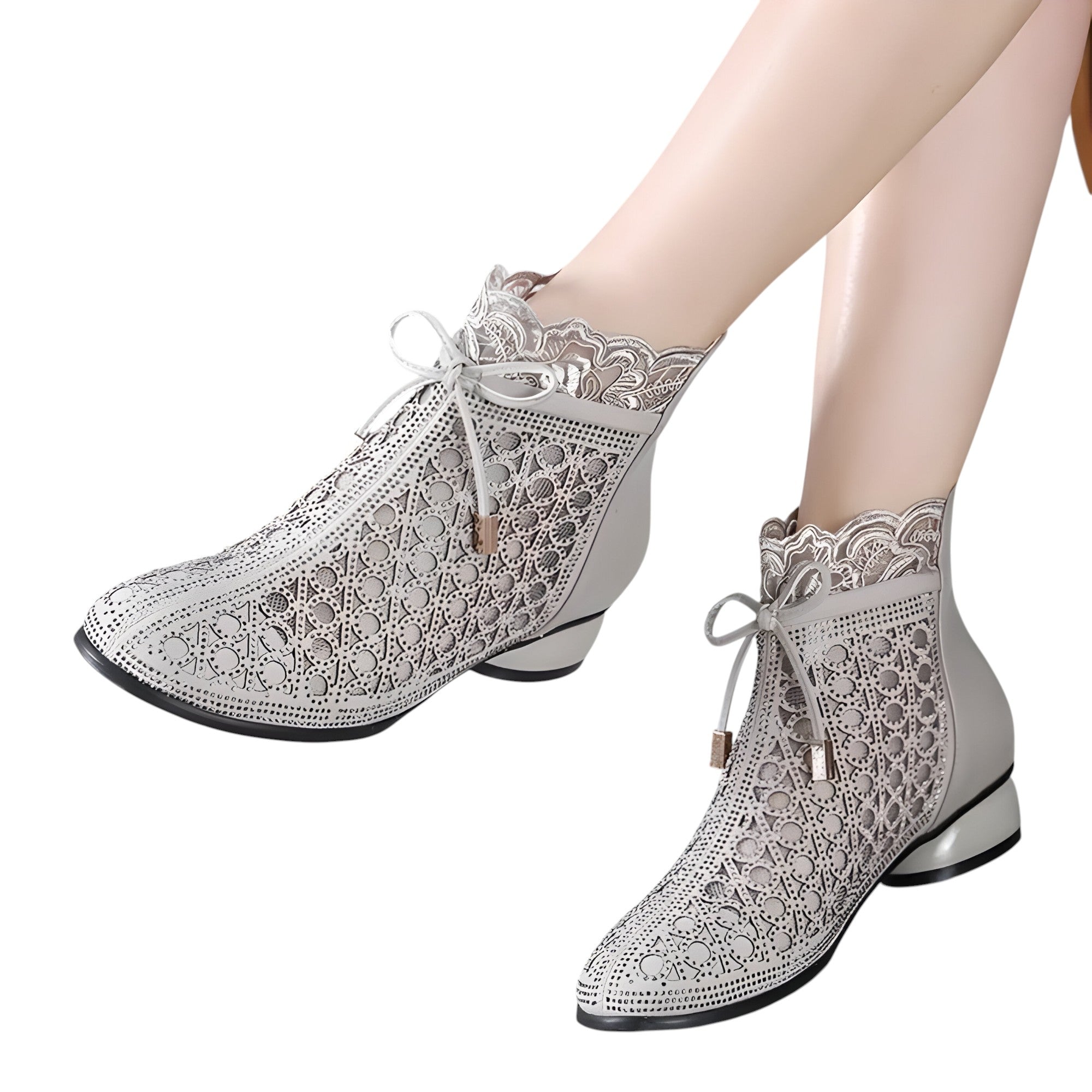 Diana | Stivaletti estivi in rete con tacco a spillo in vera pelle - - BOOTS Boots & Shoes - Concept Palermo