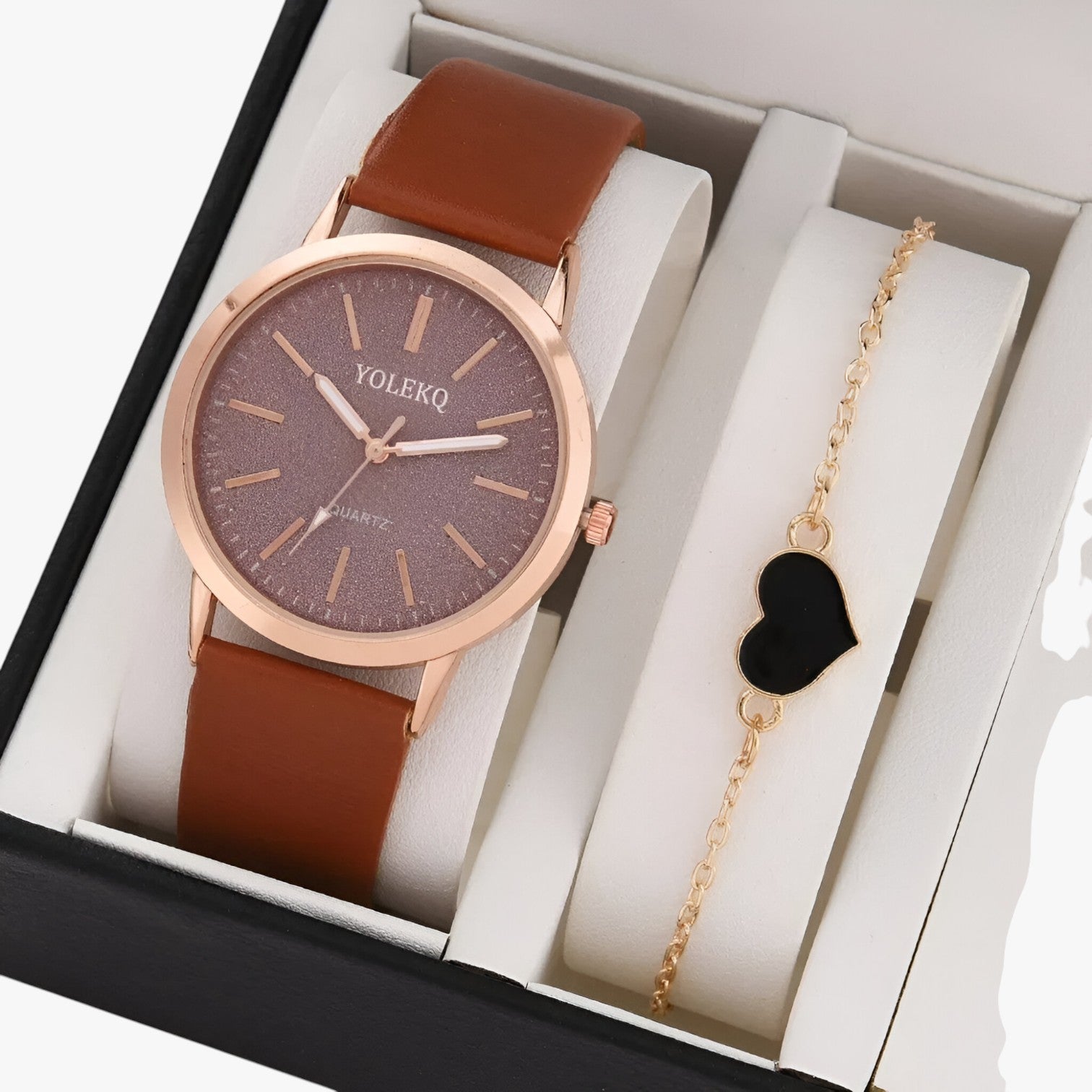 Nova | Set Eleganza Femminile 2 Orologi da Donna in Pelle e Bracciale, Stile Lusso al Polso - Brown - female watch ladies watch watch watch for women watches wrist watches for women - Concept Palermo