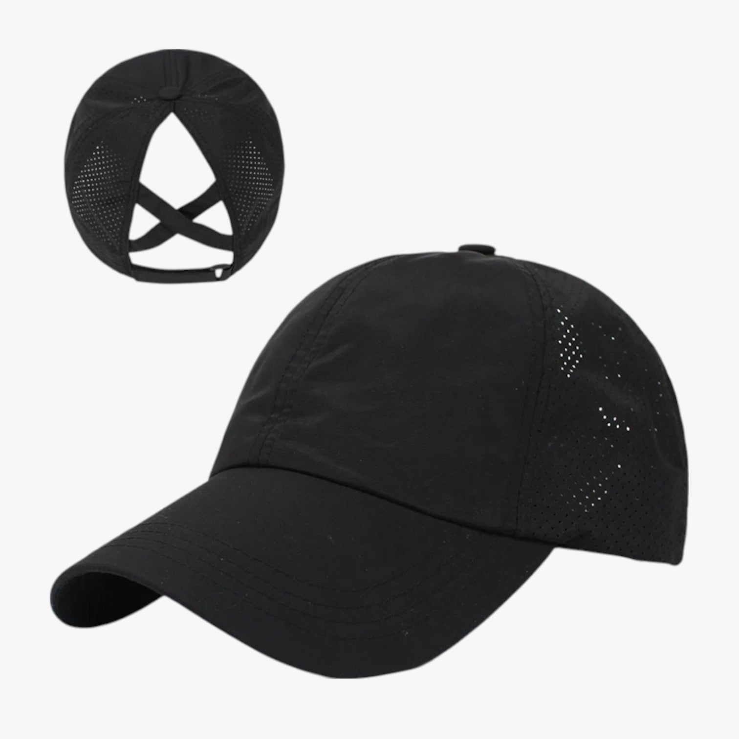 Aliyah | Cappello sportivo estivo con coda di cavallo e rete traspirante - Nero - hat Hat for girls hats women hat womens hat - Concept Palermo