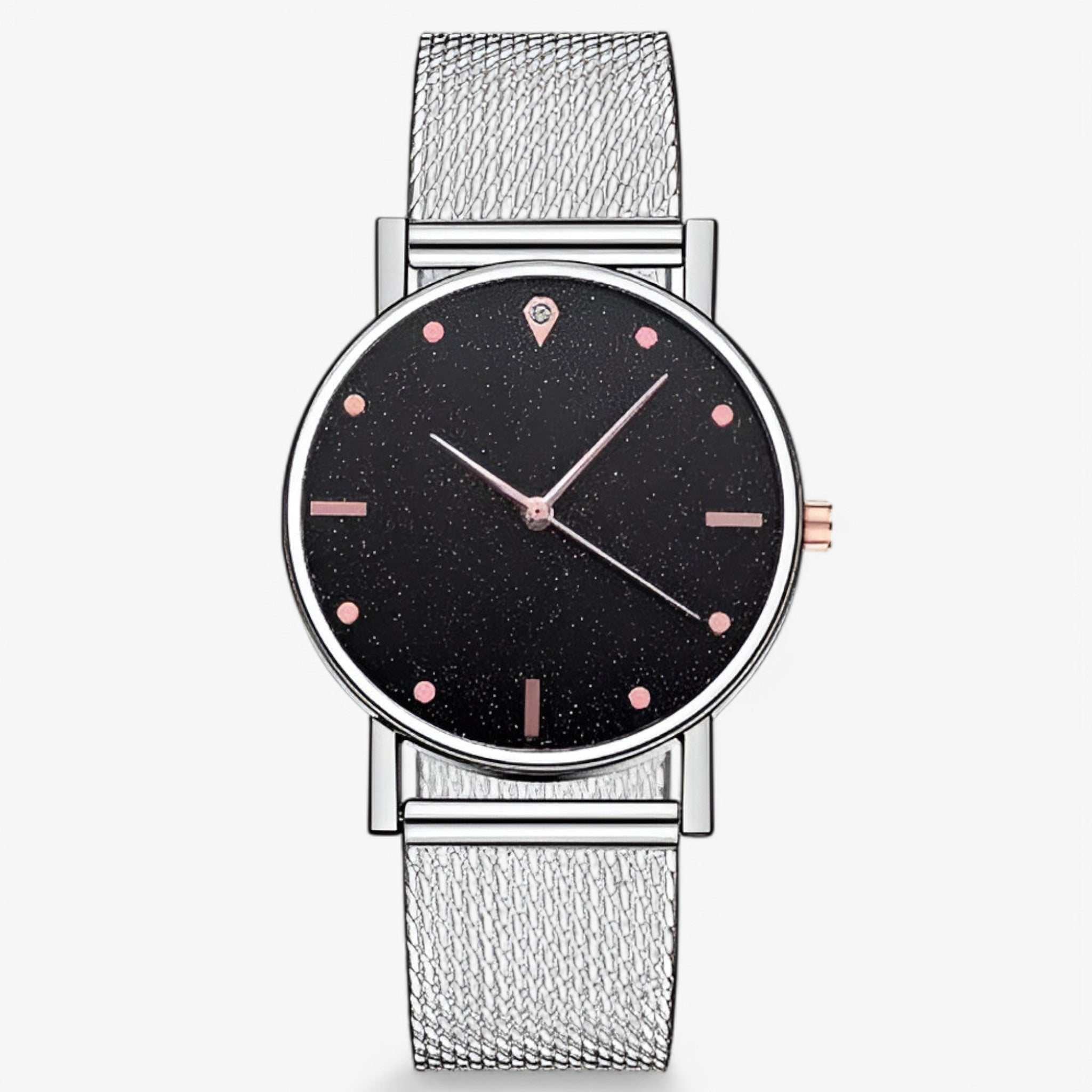 Karina | Orologio Elegante in Oro Rosa con Quadrante a Cuore - Argento Nera-3 - female watch watch for women - Concept Palermo