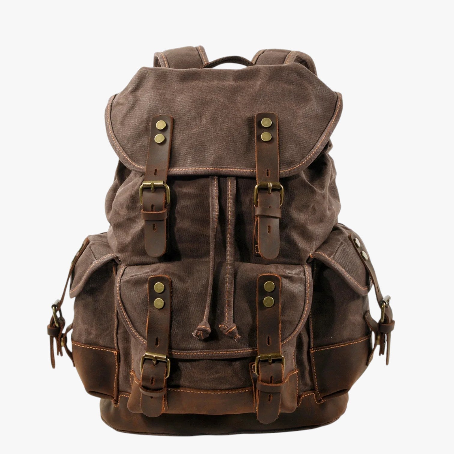 Conor | Zaino Escursionismo Tela e Pelle a Grande Capacità - marrone - bag Bags bags for men mens bag - Concept Palermo