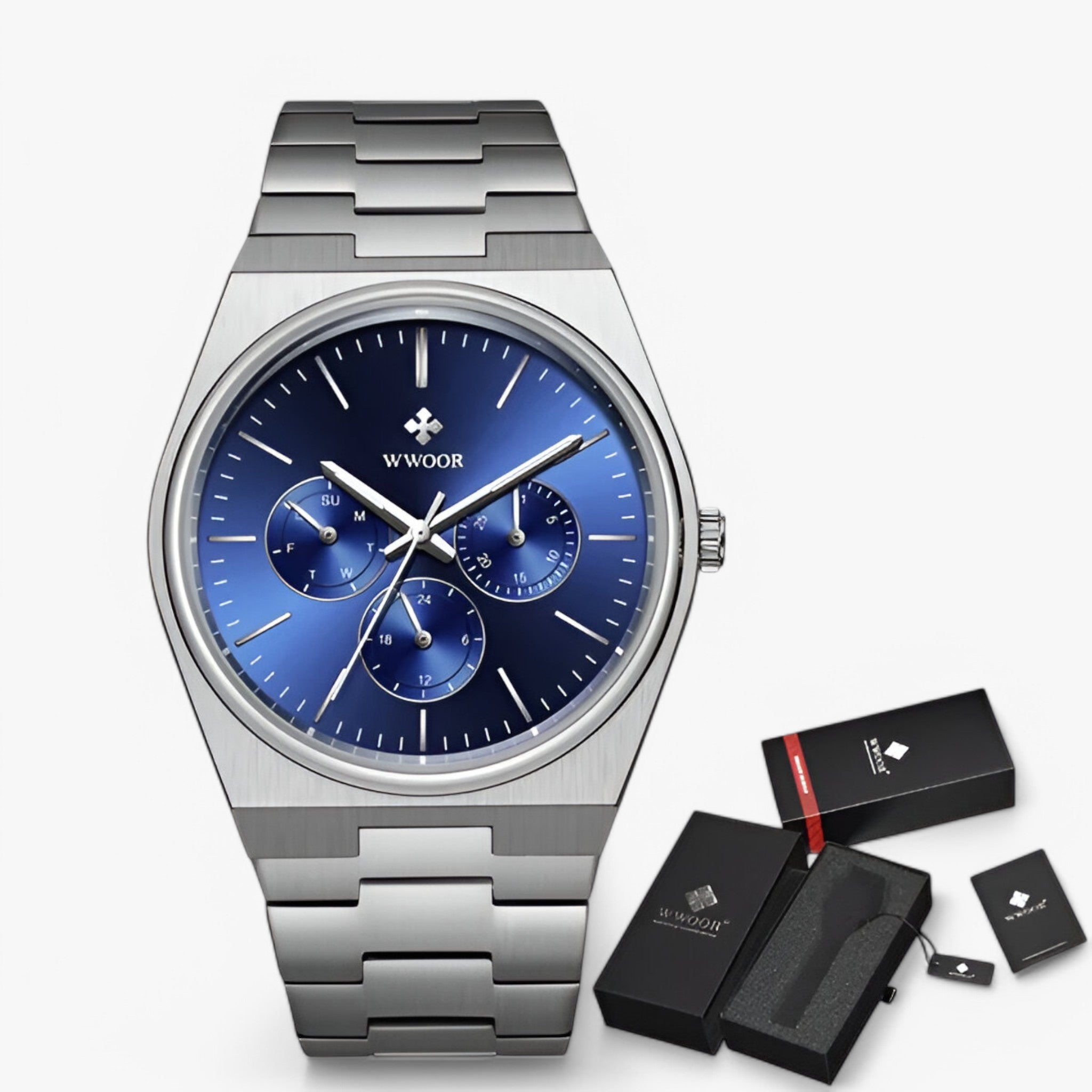 Lorcan | Orologio in Acciaio con Vetro Zaffiro - argento blu con scatola - - Concept Palermo