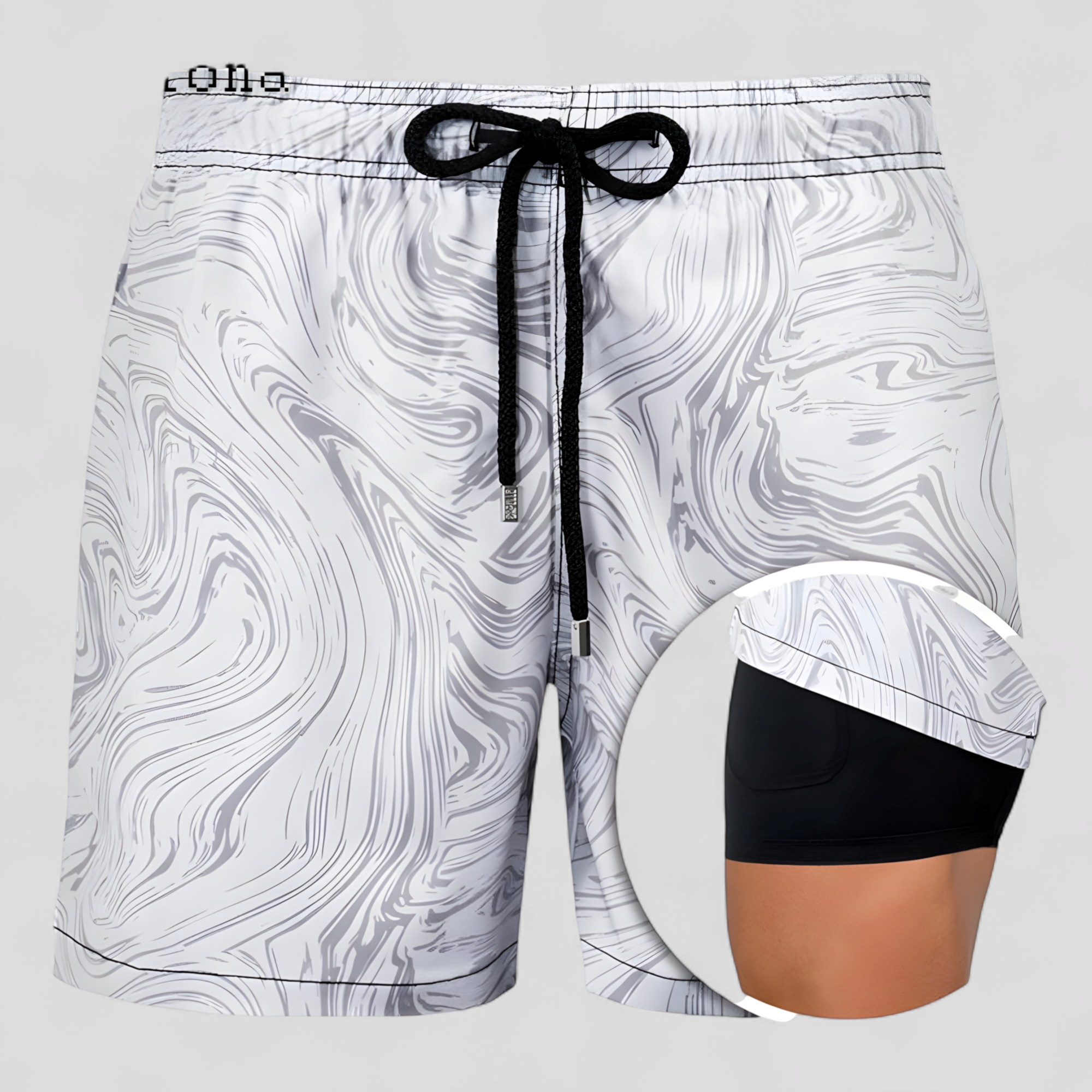 Cesare | Costume Uomo Asciugatura Rapida con Tasche - Bianco - abbigliamento mare cintura con cordino costume da bagno costume da bagno rapido costume da bagno uomo costume elegante costume per attività acquatiche nuoto e sport acquatici shorts da nuoto tasca interna costume - Concept Palermo