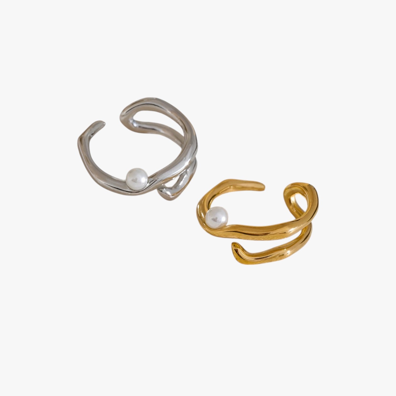 MariJoice | Anello in Acciaio con Perla – Eleganza Geometrica che Dura nel Tempo - - Accessories Jewelry Rings womens ring - Concept Palermo