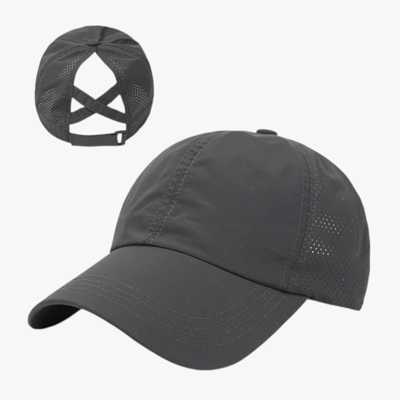 Aliyah | Cappello sportivo estivo con coda di cavallo e rete traspirante - Grigio scuro - hat Hat for girls hats women hat womens hat - Concept Palermo