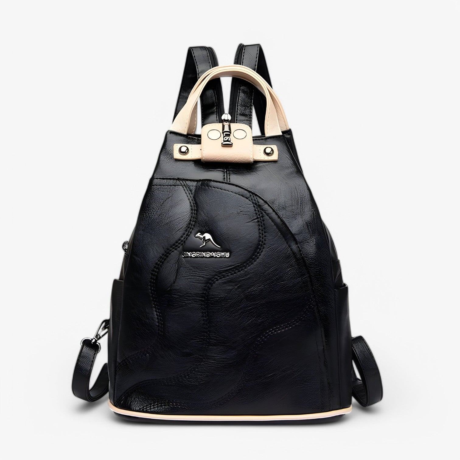 Aubree | Zaino in pelle elegante - Spazioso, sicuro e perfetto per i viaggi - Nero e Cachi - Backpacks Bags women bags - Concept Palermo
