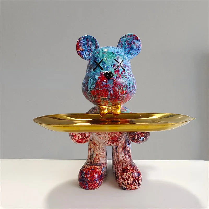 CraftBear - Statua di orso con vassoio - Fulmine - home Skulptur Statue tray - Concept Palermo