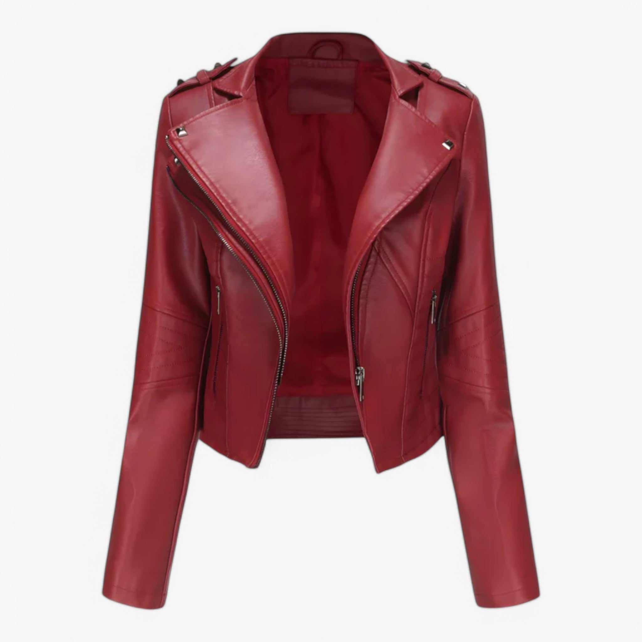 Emma | Giacca corta in pelle - Rosso - - Concept Palermo