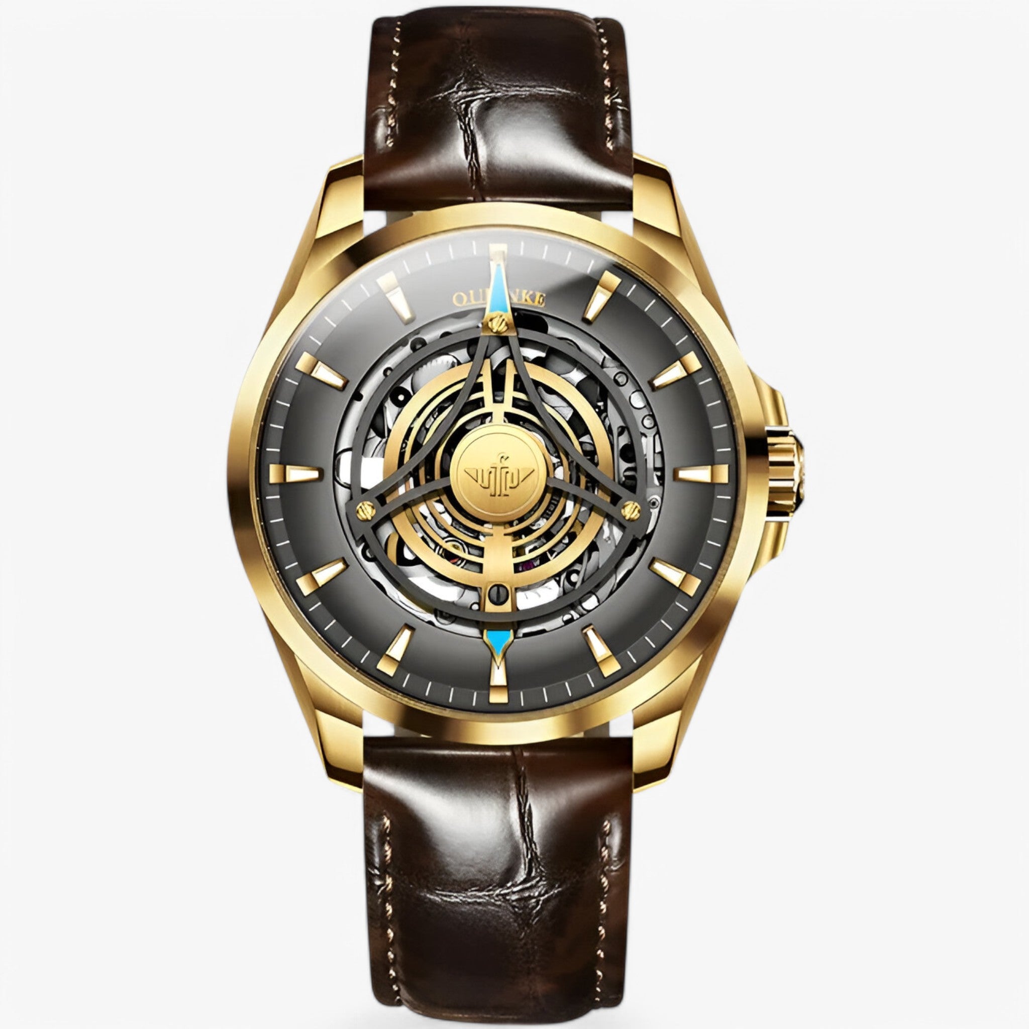Carlitos | Orologio Meccanico con Quadrante Cavo - Pelle Oro Grigio - - Concept Palermo