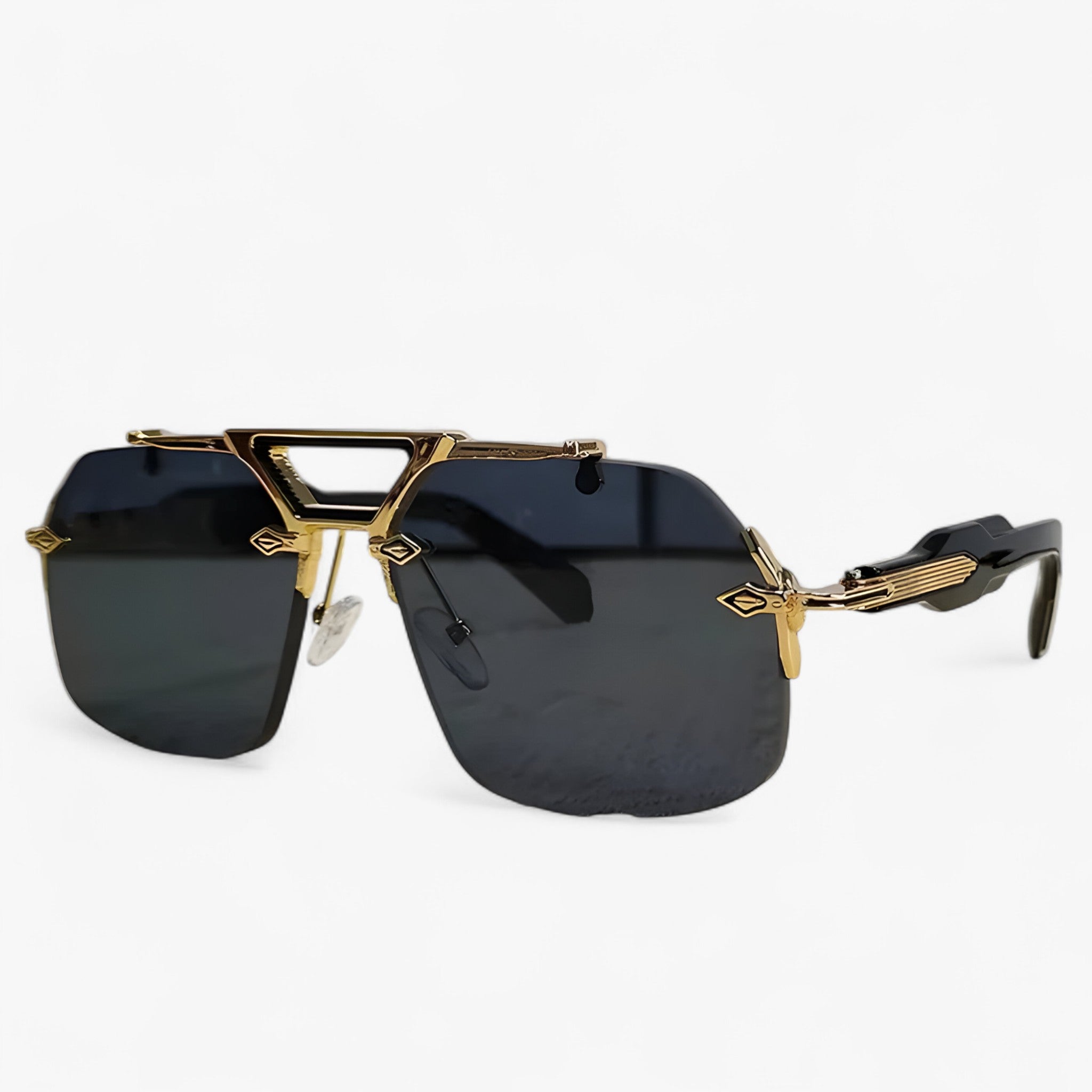 Tabb | Occhiali da sole oversize punk senza montatura in metallo - Oro Grigio - Fashion Sunglasses men sunglasses polarized mens sunglasses Polarized man sunglasses Sunglasses sunglasses polarized men - Concept Palermo