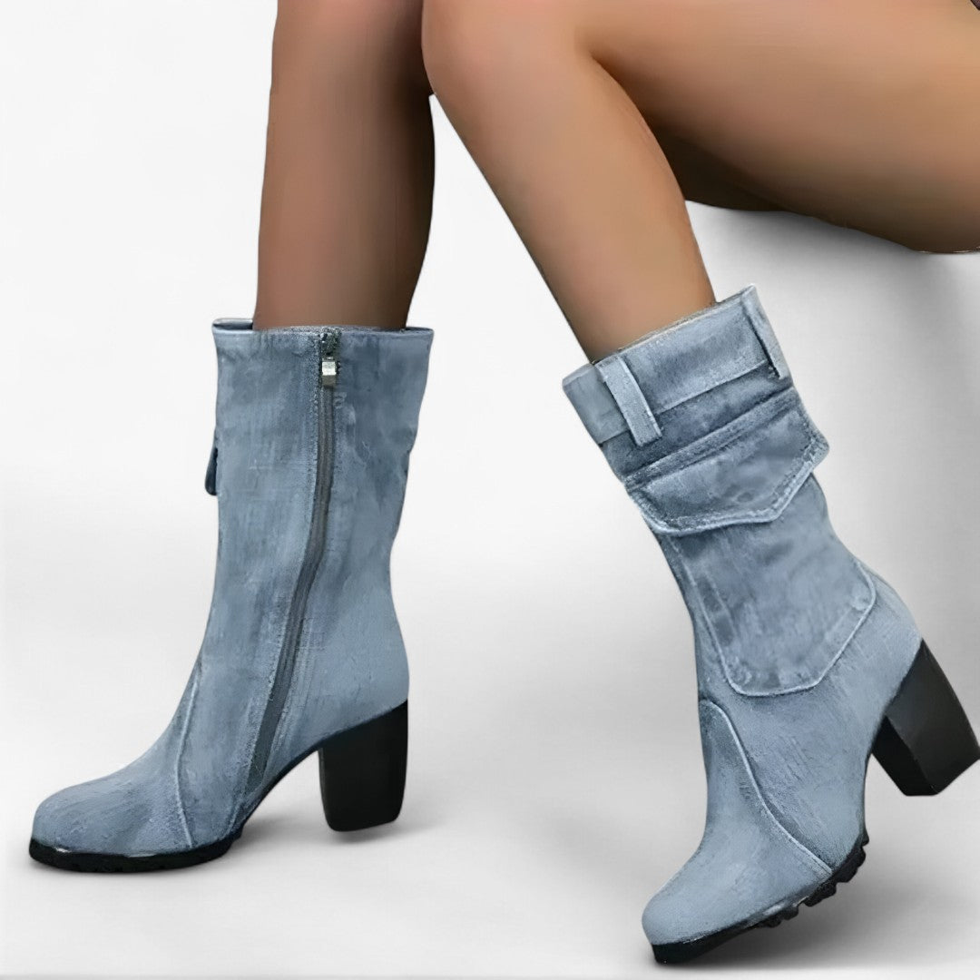 Sierra | Stivali da cowboy in denim con tacco alto - - BOOTS Boots & Shoes - Concept Palermo