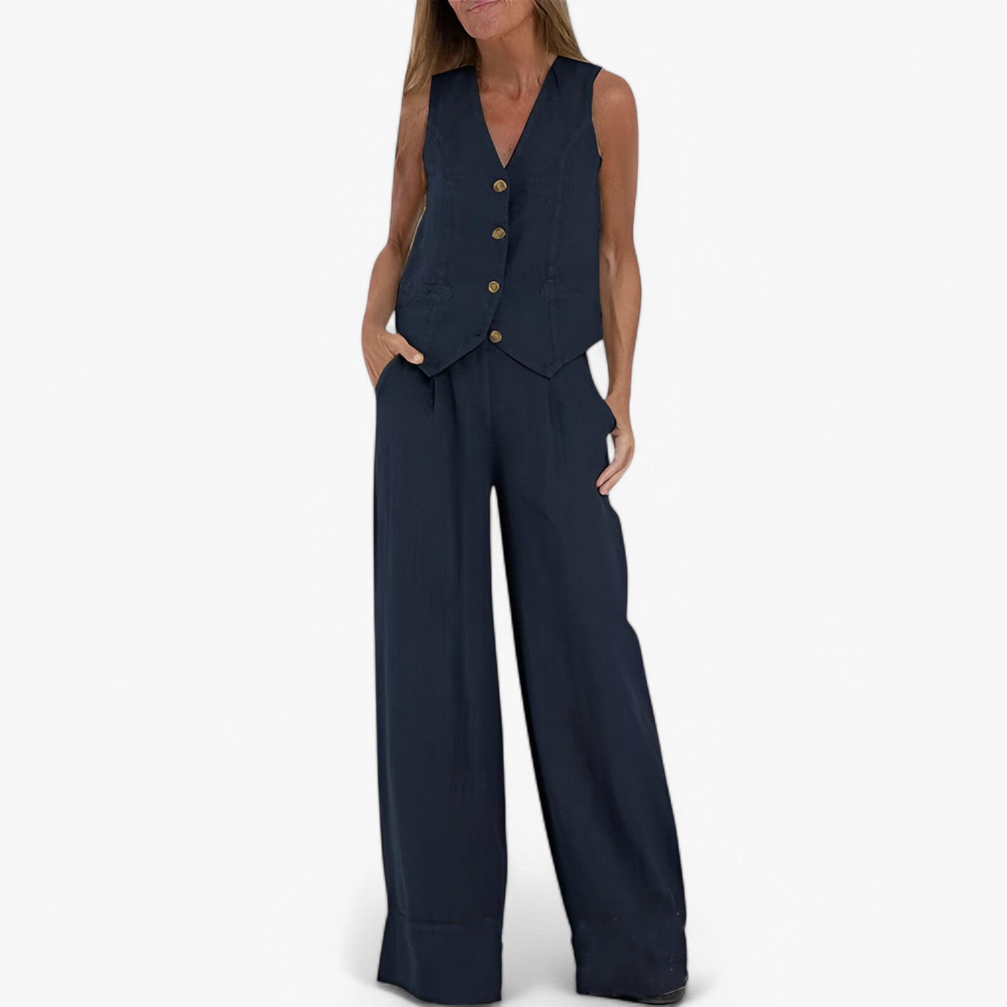 Lina | Gilet senza maniche (con pantaloni coordinati gratuiti) - Blu - - Concept Palermo