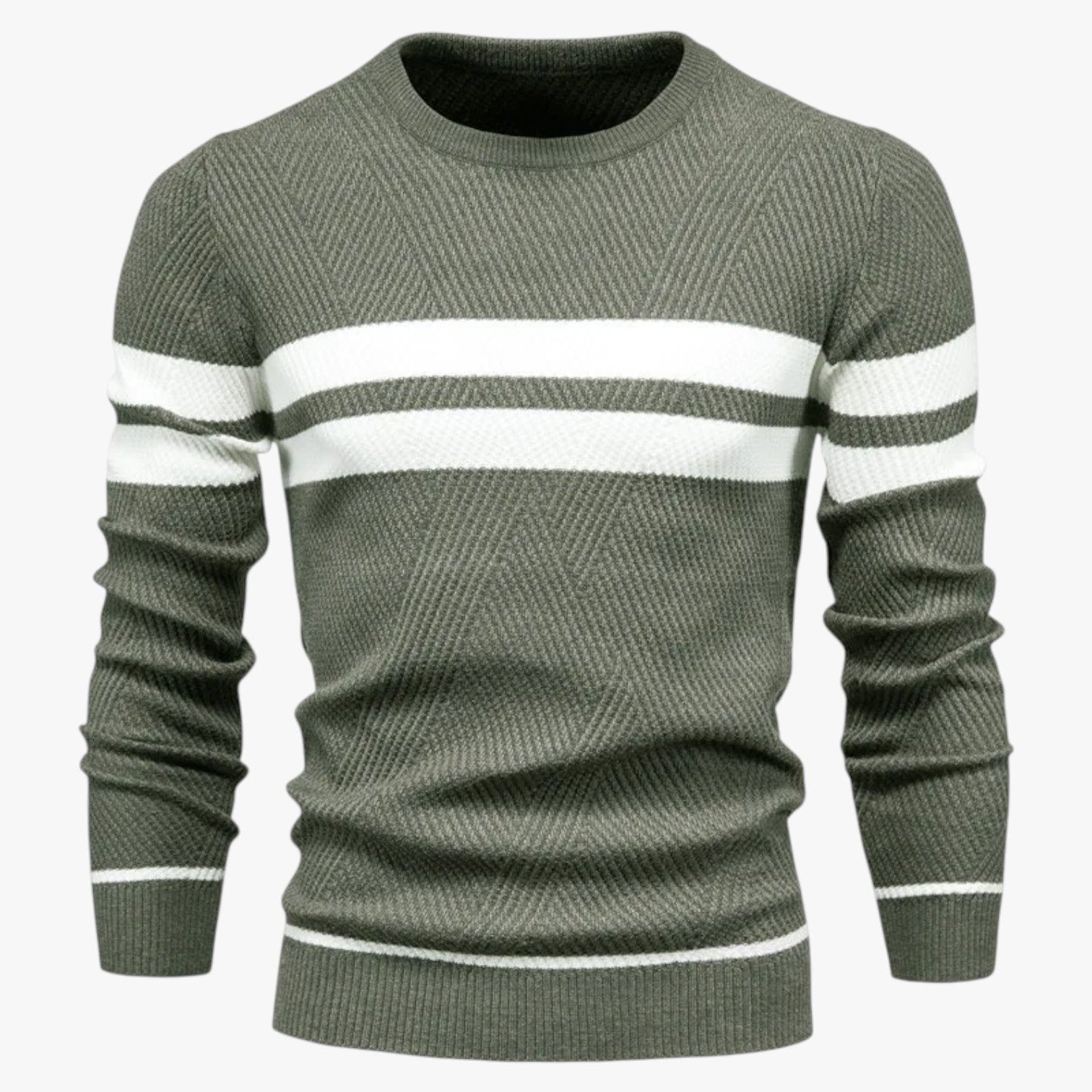 Adam | Maglione Autunnale Uomo Calore Slim con Stile Floreale Elegante - Verde militare - Sweater sweater men sweaters - Concept Palermo