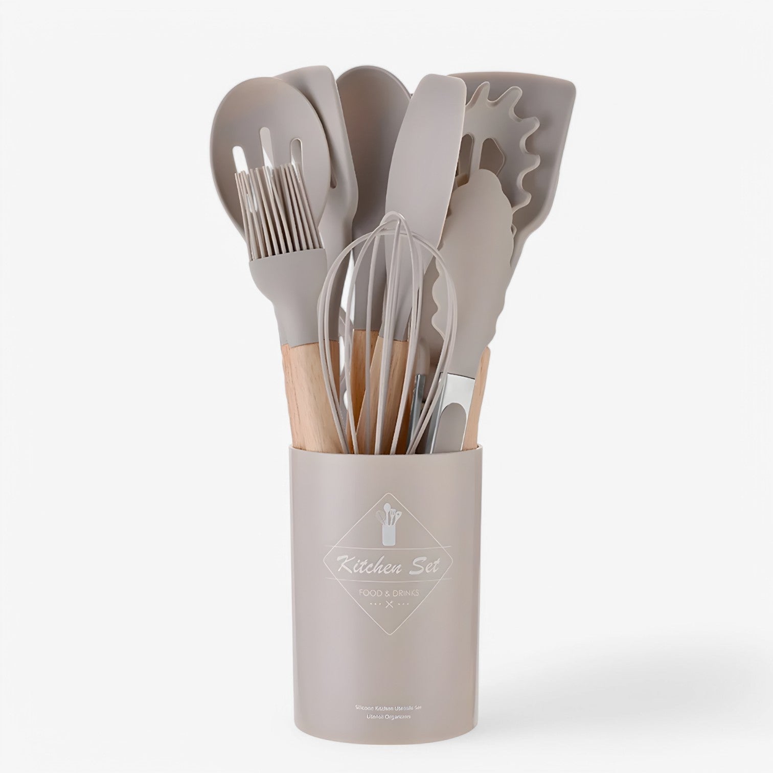 Triana | Set di accessori da cucina in silicone – resistente al calore, antiaderente e durevole - Khaki 12Pezzi - Kitchen kitchen accessory kitchen tools - Concept Palermo