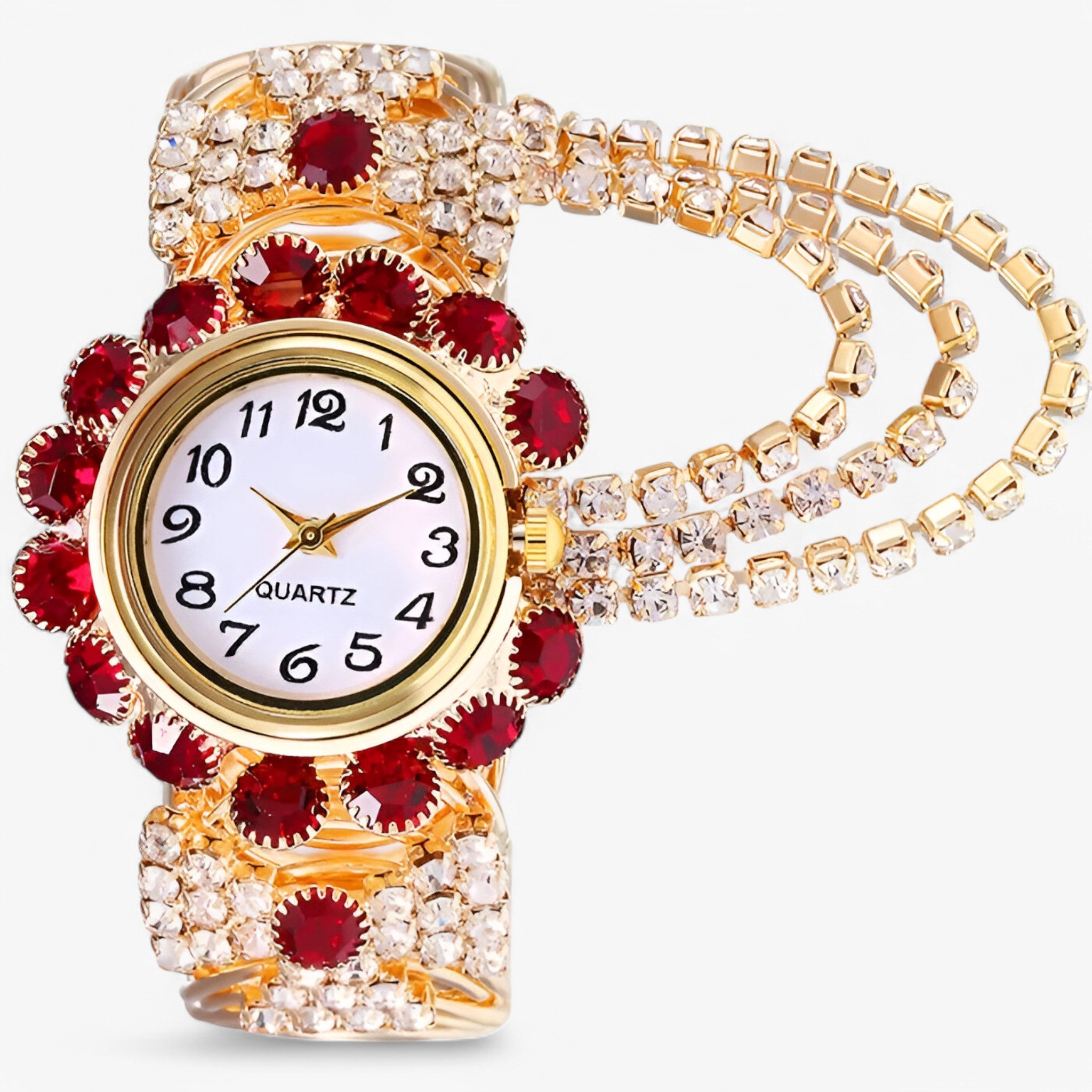 Iris | Orologio al quarzo con strass e cinturino in acciaio - Rossa - female watch watch for women - Concept Palermo