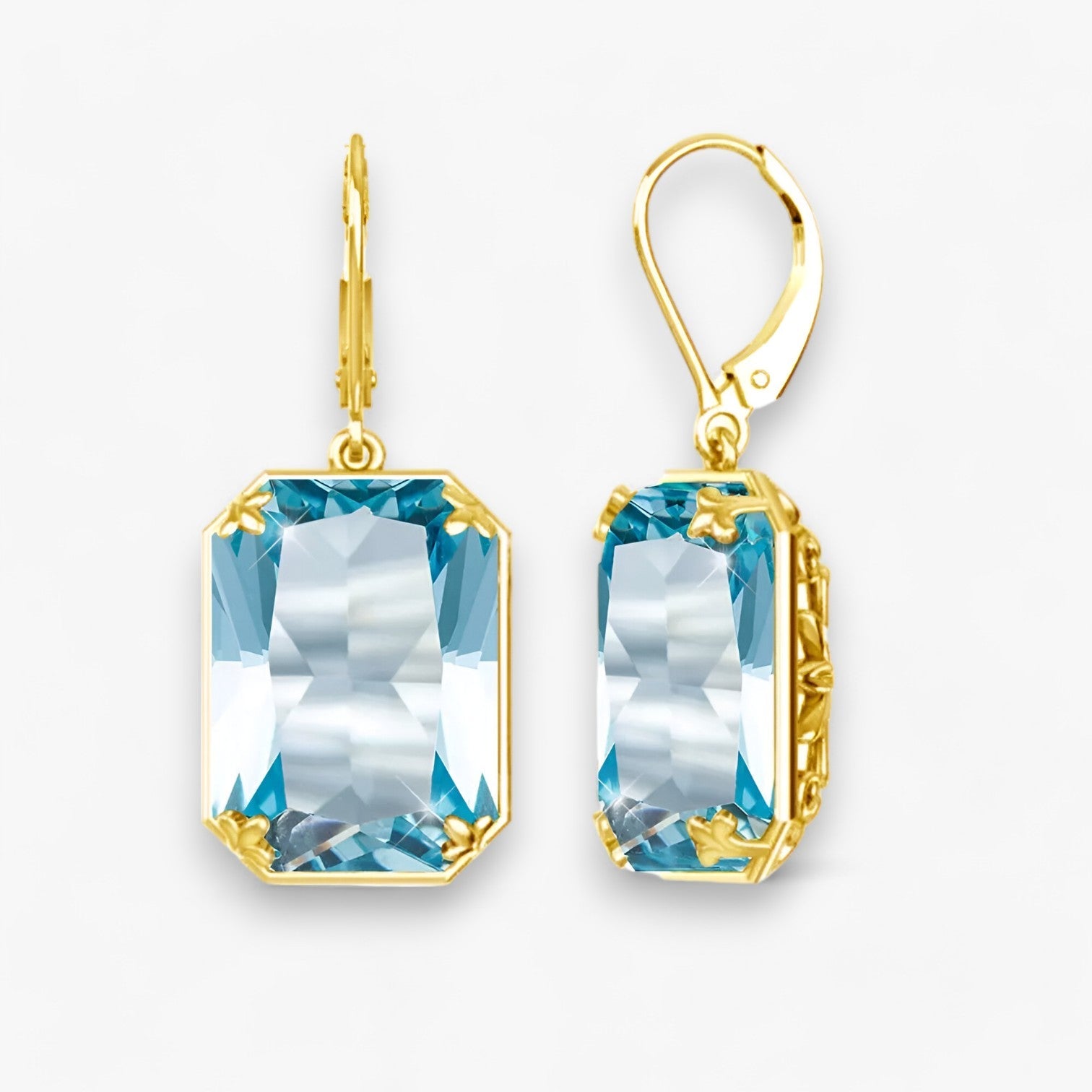 Amelia | Orecchini a Pendente in Topazio Blu – Oro e Argento Sfolgorante - Aqua Marina - Accessories Jewelry EARRINGS - Concept Palermo
