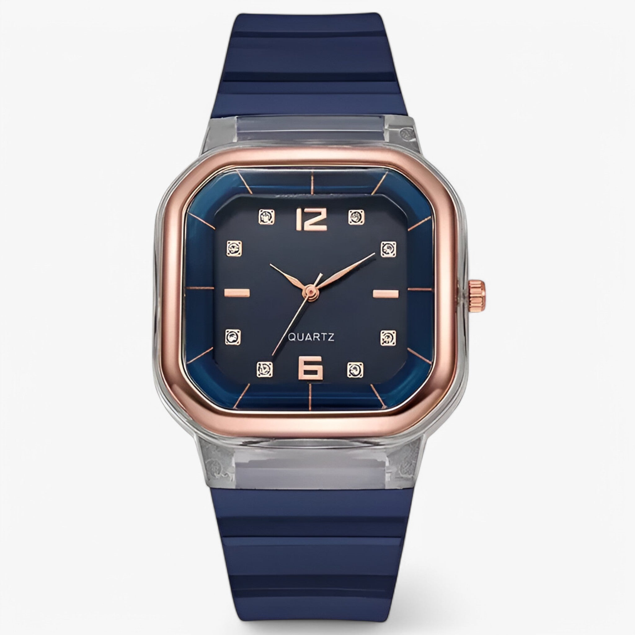 Janessa | Orologio da donna in silicone con quadrante grande e dettagli strass - blu - female watch watch for women - Concept Palermo