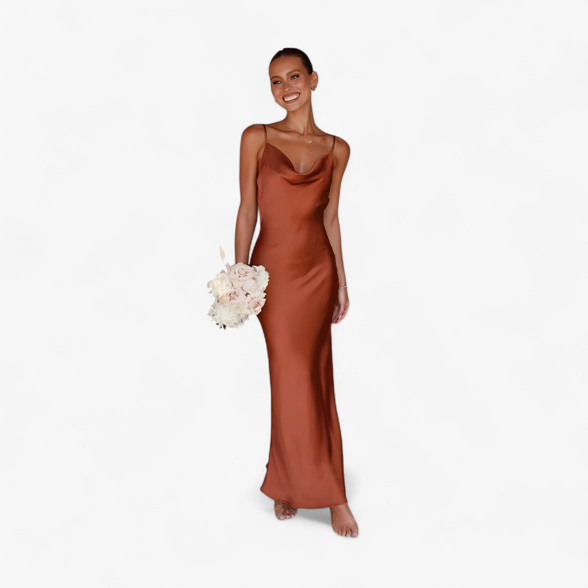 Dianne | Abito Lungo in Seta - Marrone - - Concept Palermo