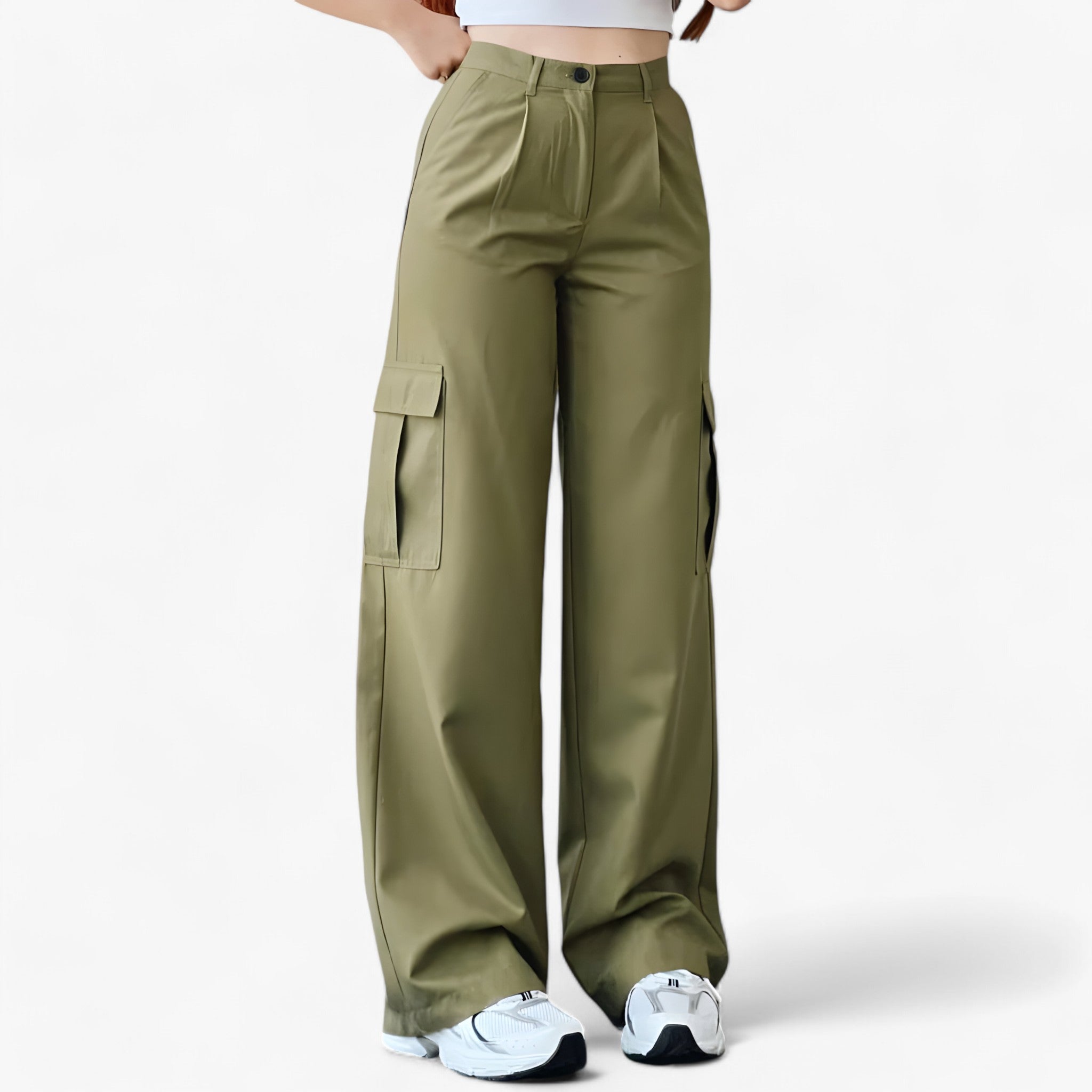 Rhea | Pantaloni cargo - Streetwear e vestibilità comoda - Verde chiaro - cargo pants women pants - Concept Palermo