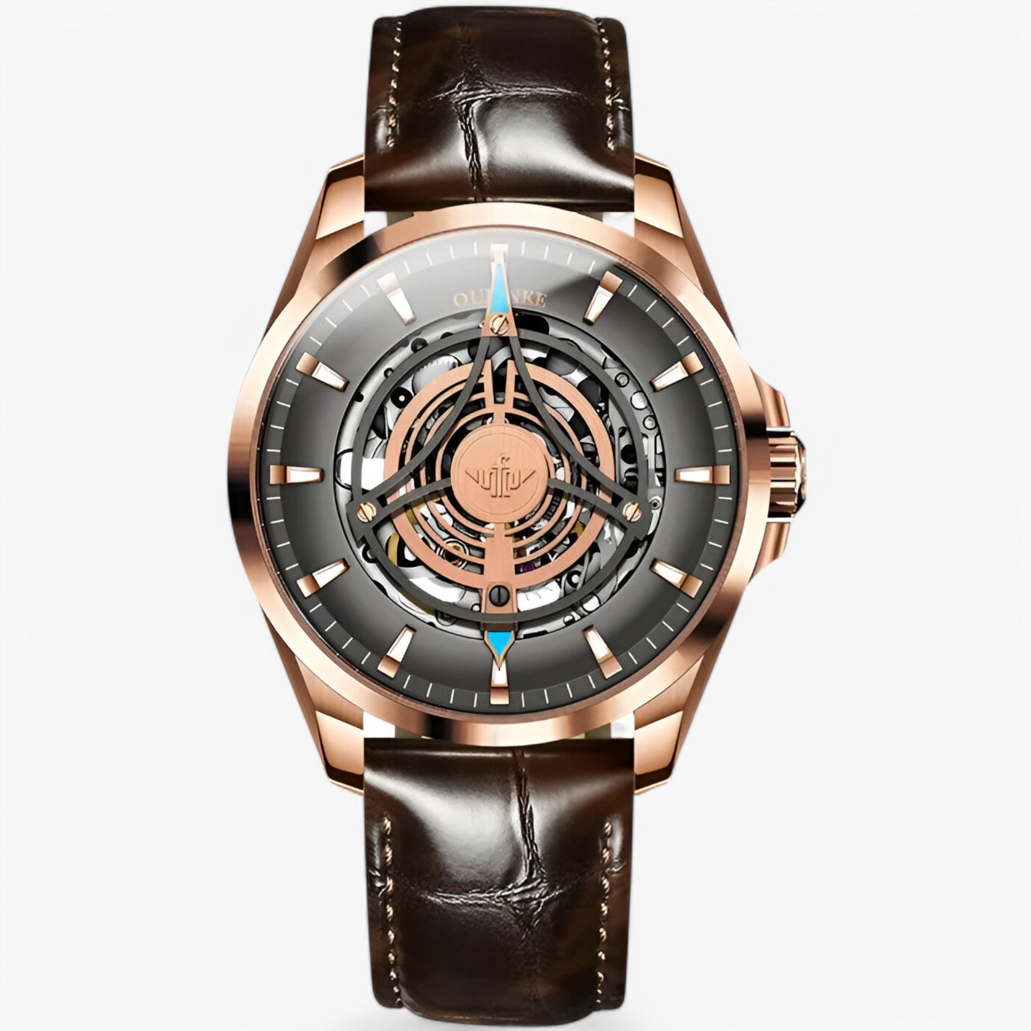 Carlitos | Orologio Meccanico con Quadrante Cavo - Pelle Rosa Grigio - - Concept Palermo