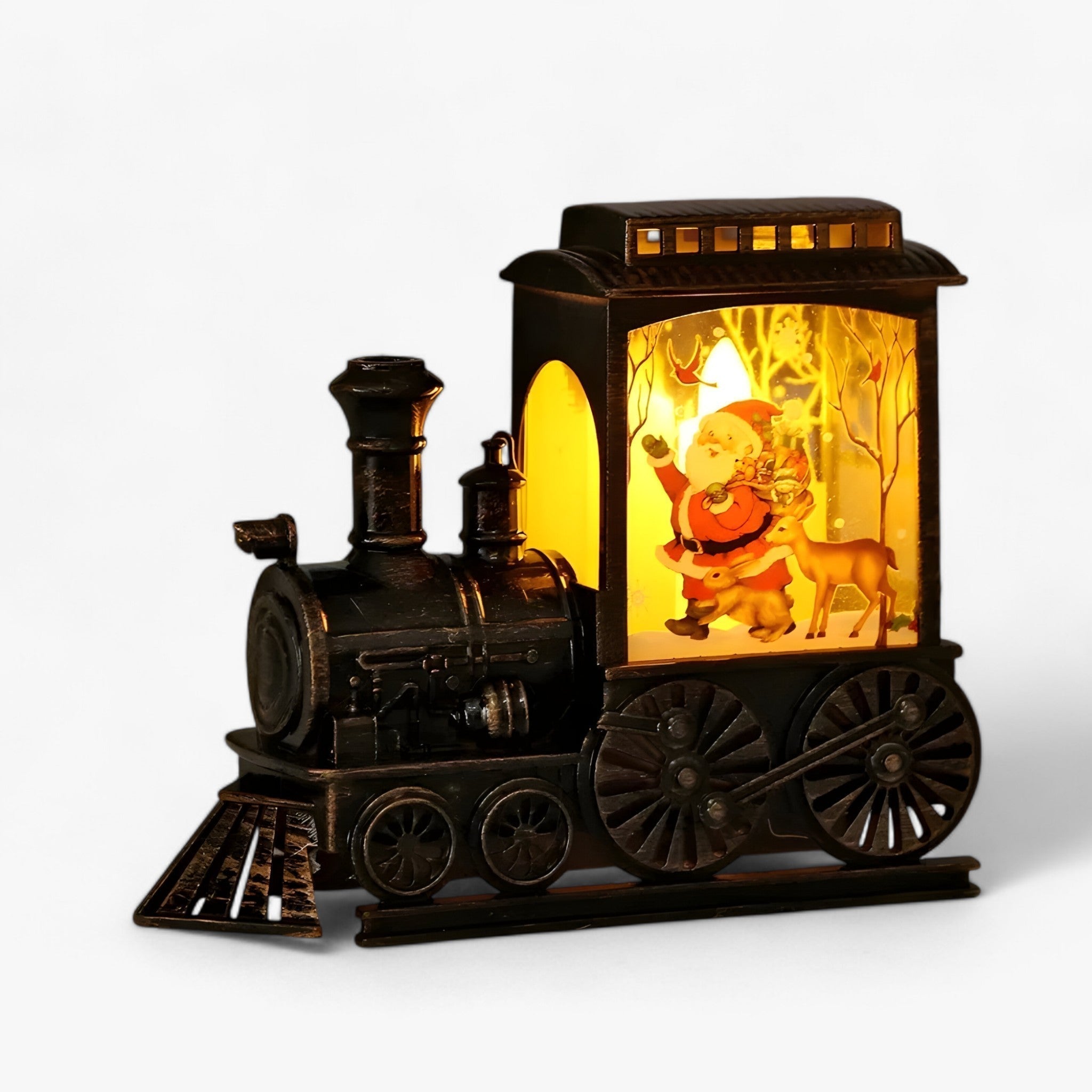 Luci del treno d'epoca - Luci a batteria portatili - Decorazione festiva per Natale e per le feste - Babbo Natale con gli animali 1 +1 GRATIS - Christmas gift home decor - Concept Palermo
