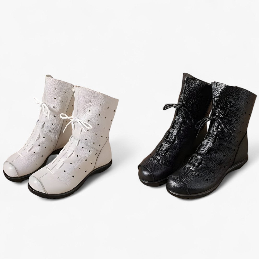 Iris | Stivali bianchi in vera pelle con lacci e cerniera - - BOOTS Boots & Shoes - Concept Palermo