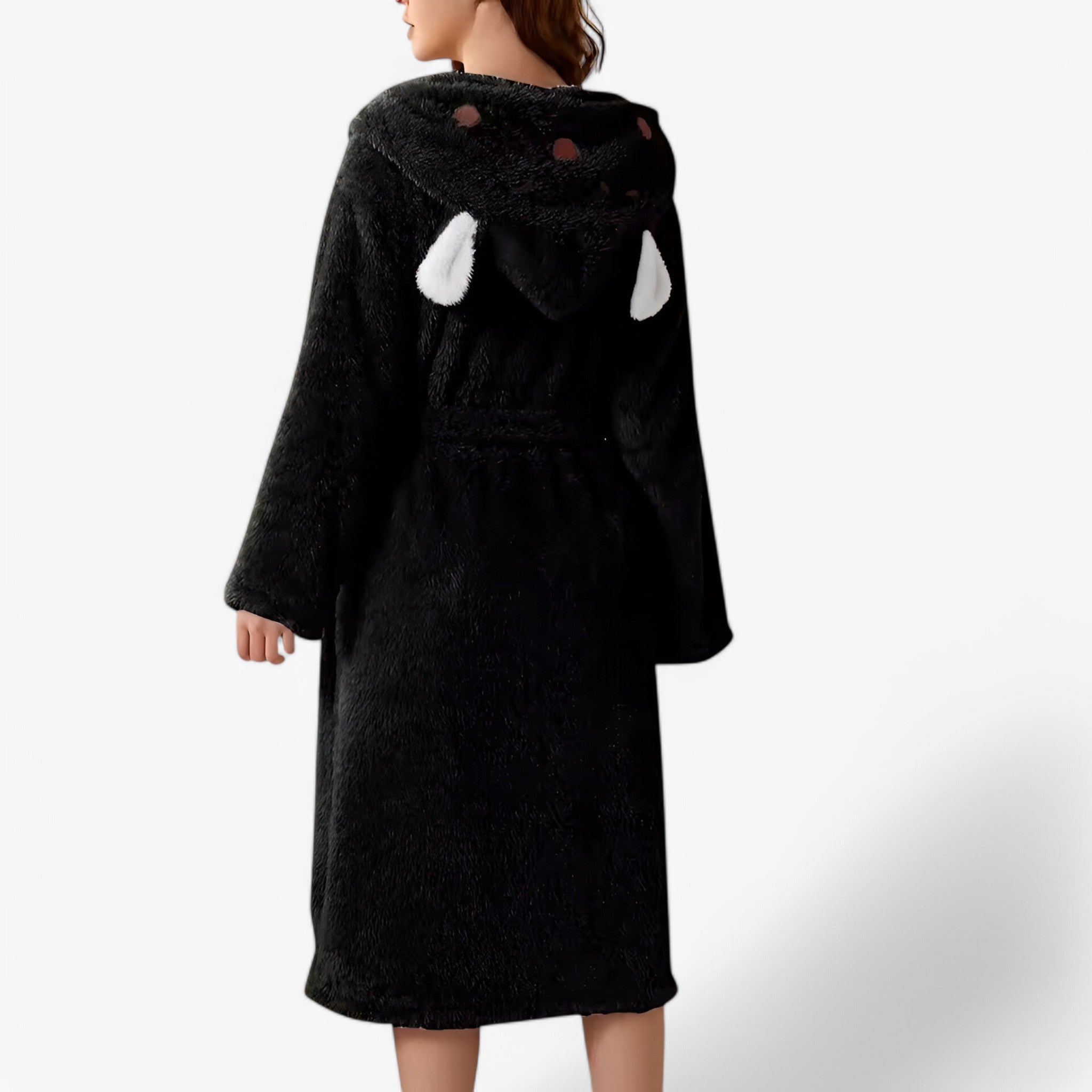 Luna | Morbido Accappatoio con Orecchie di Coniglio - Nero - - Concept Palermo