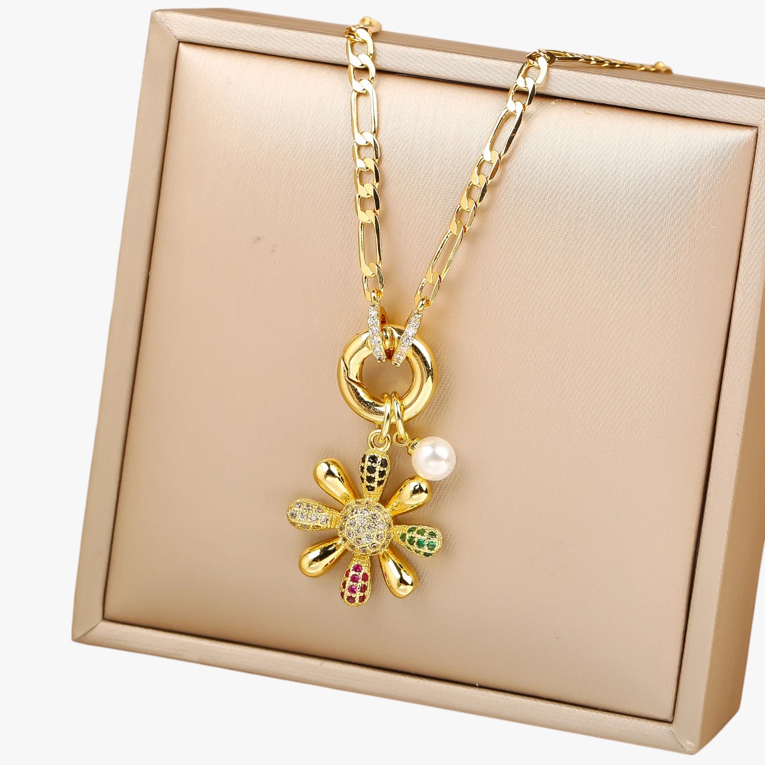 Sunny | Collana con Fiore di Zaffiro e Zirconi Glamour - Collana 1 - elegant womens necklaces Fashion Necklaces necklace NECKLACES Necklaces for Women - Concept Palermo