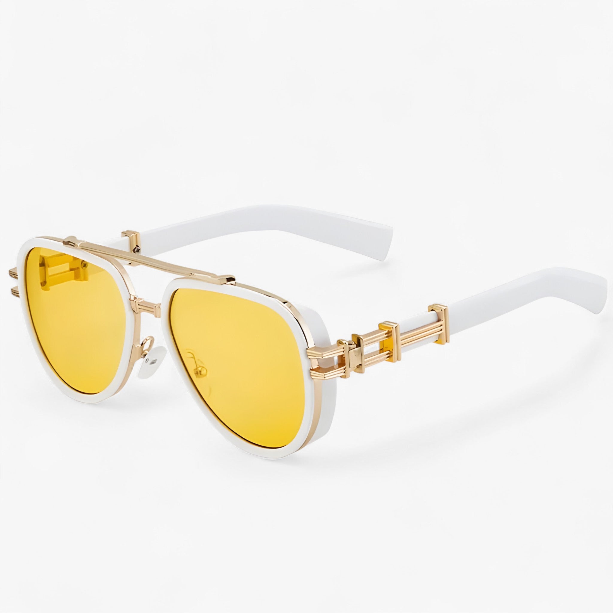 Marek | Occhiali da sole polarizzati steampunk oversize - Oro bianco giallo - - Concept Palermo