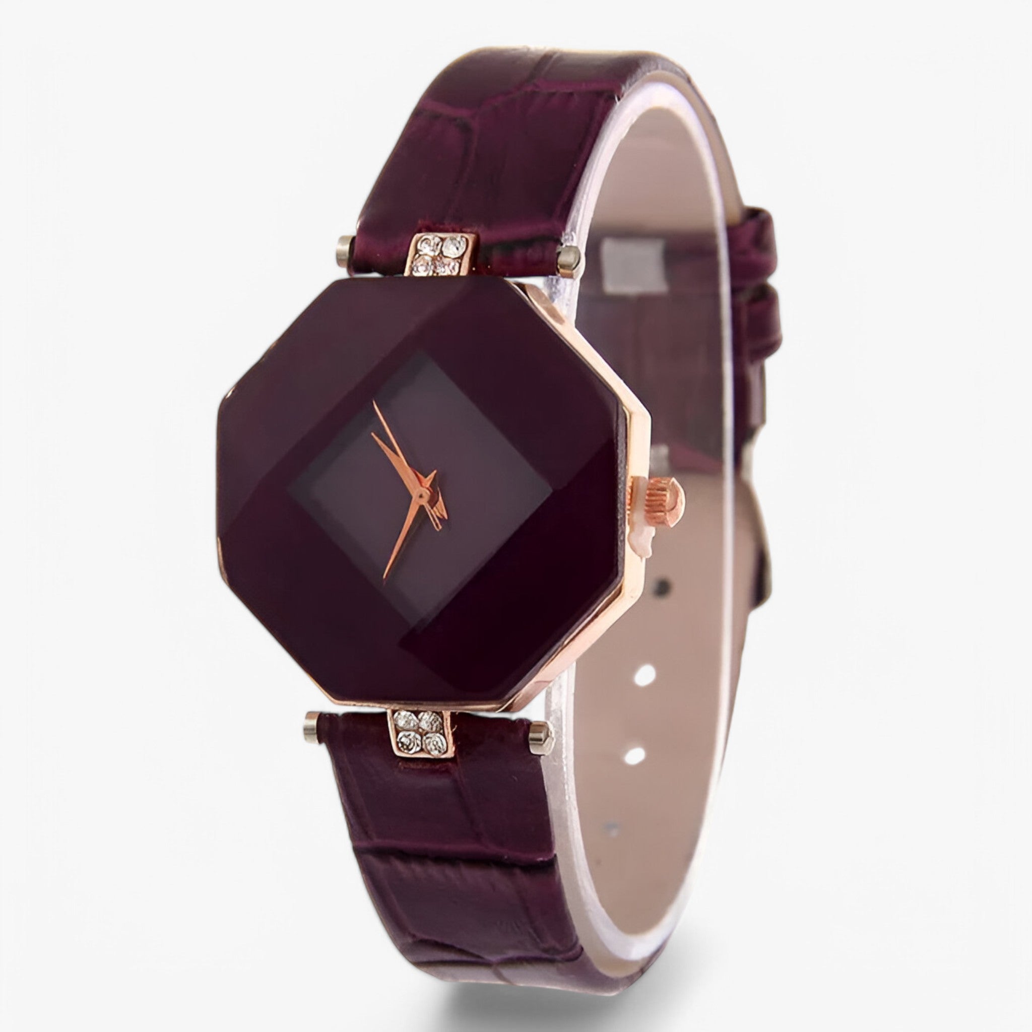 Nina | Orologio da donna casual con cinturino in pelle blu e quadrante creativo multicolore - Viola - female watch watch for women - Concept Palermo