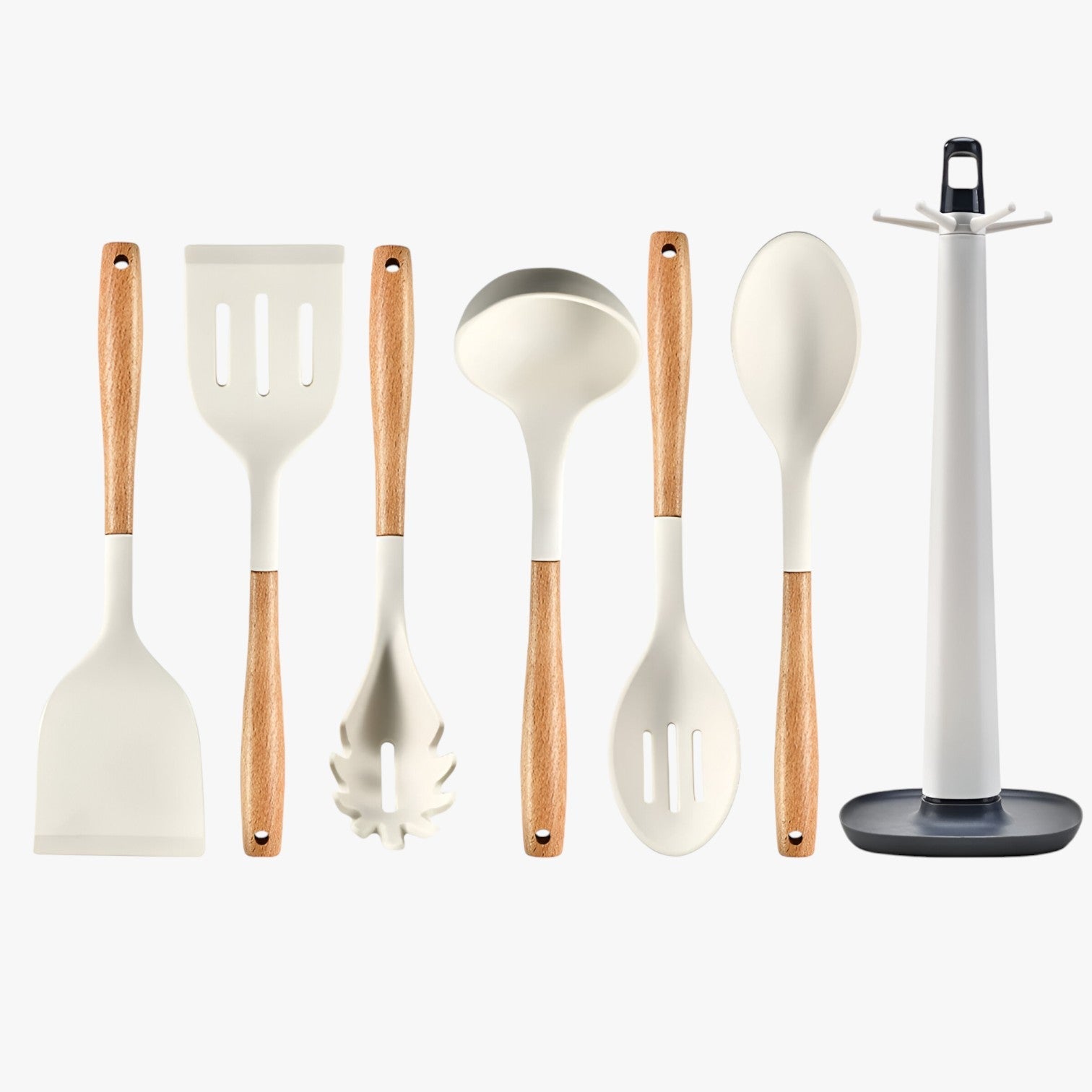 Armando | Set da cucina in silicone – resistente al calore, antiaderente e con spazio di stoccaggio - 7Pezzi Bianco - Kitchen kitchen accessory kitchen tools - Concept Palermo