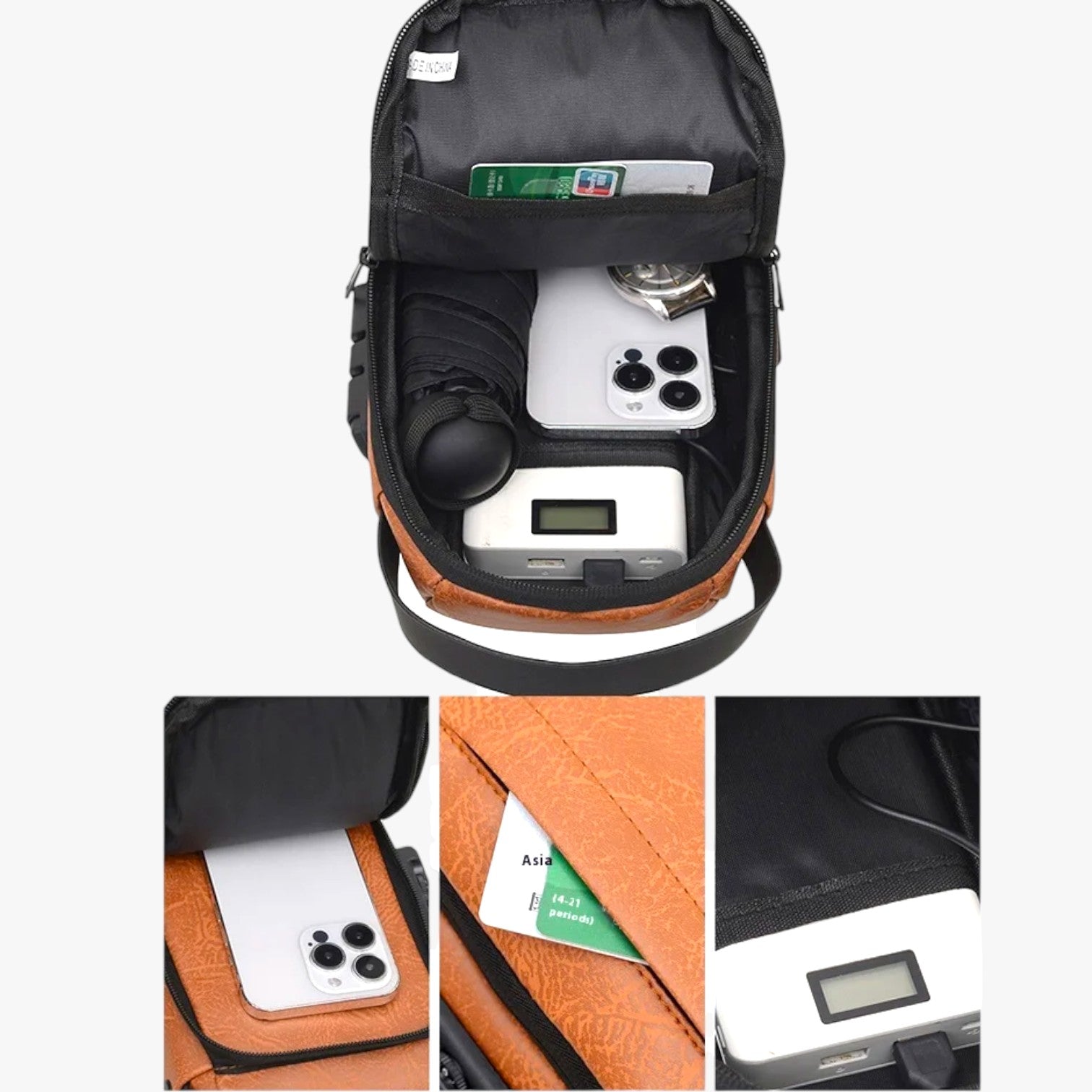 Yael | Borsa a tracolla Heren con USB e chiusura antifurto – Stylish e pratica - - bag Leather Bag mens bag - Concept Palermo