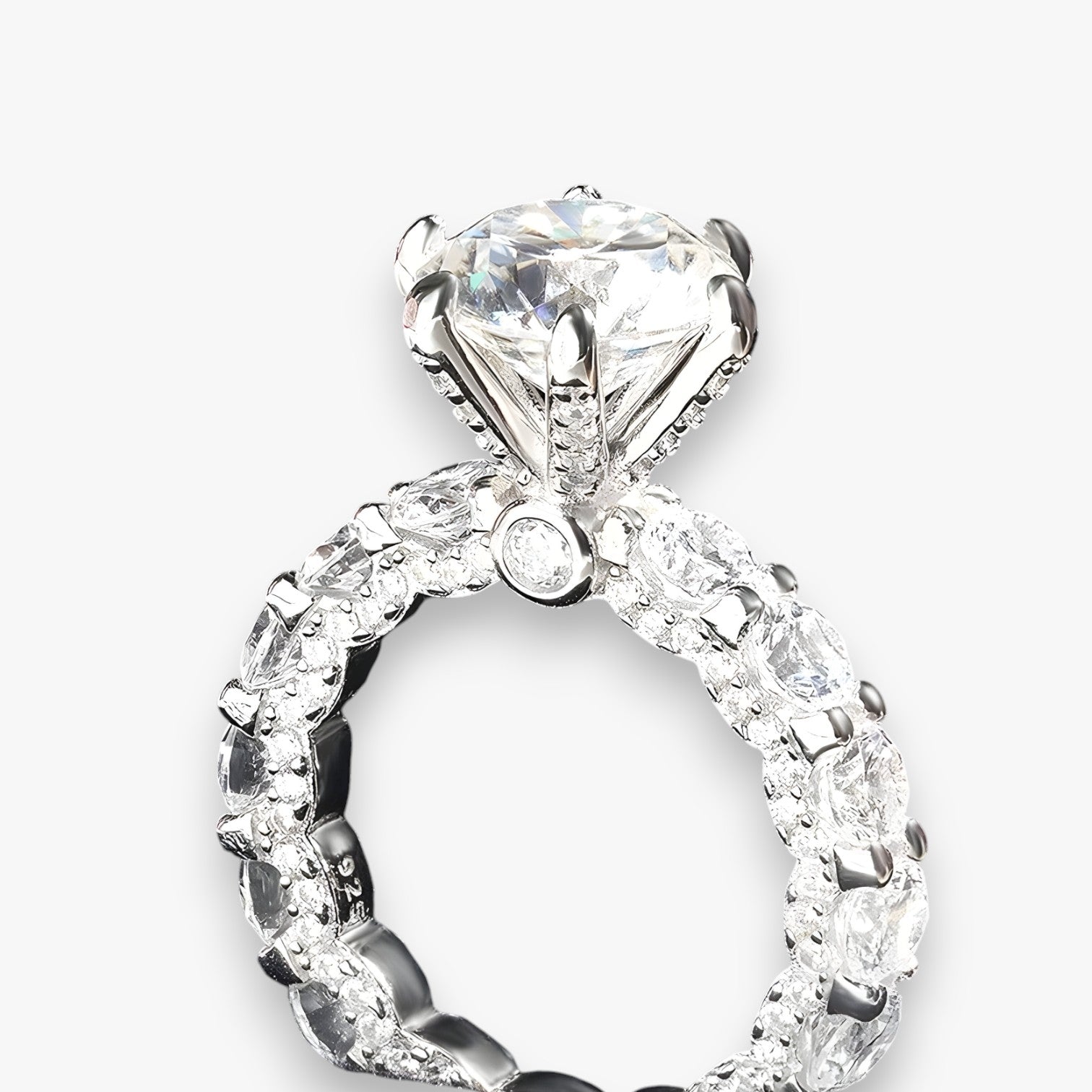 Rafaela | Anello di Fidanzamento in Moissanite – S925 Argento con Halo Nascosto - - Accessories Jewelry Rings - Concept Palermo