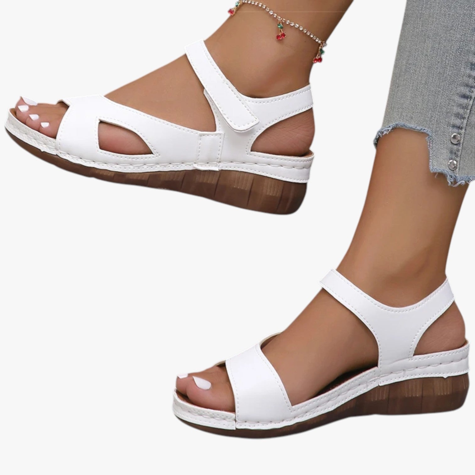 Amira | Sandali Donna Comfort Leggero con Tacco Basso - BIANCO - breathable sandals fashion sandals stylish sandals - Concept Palermo
