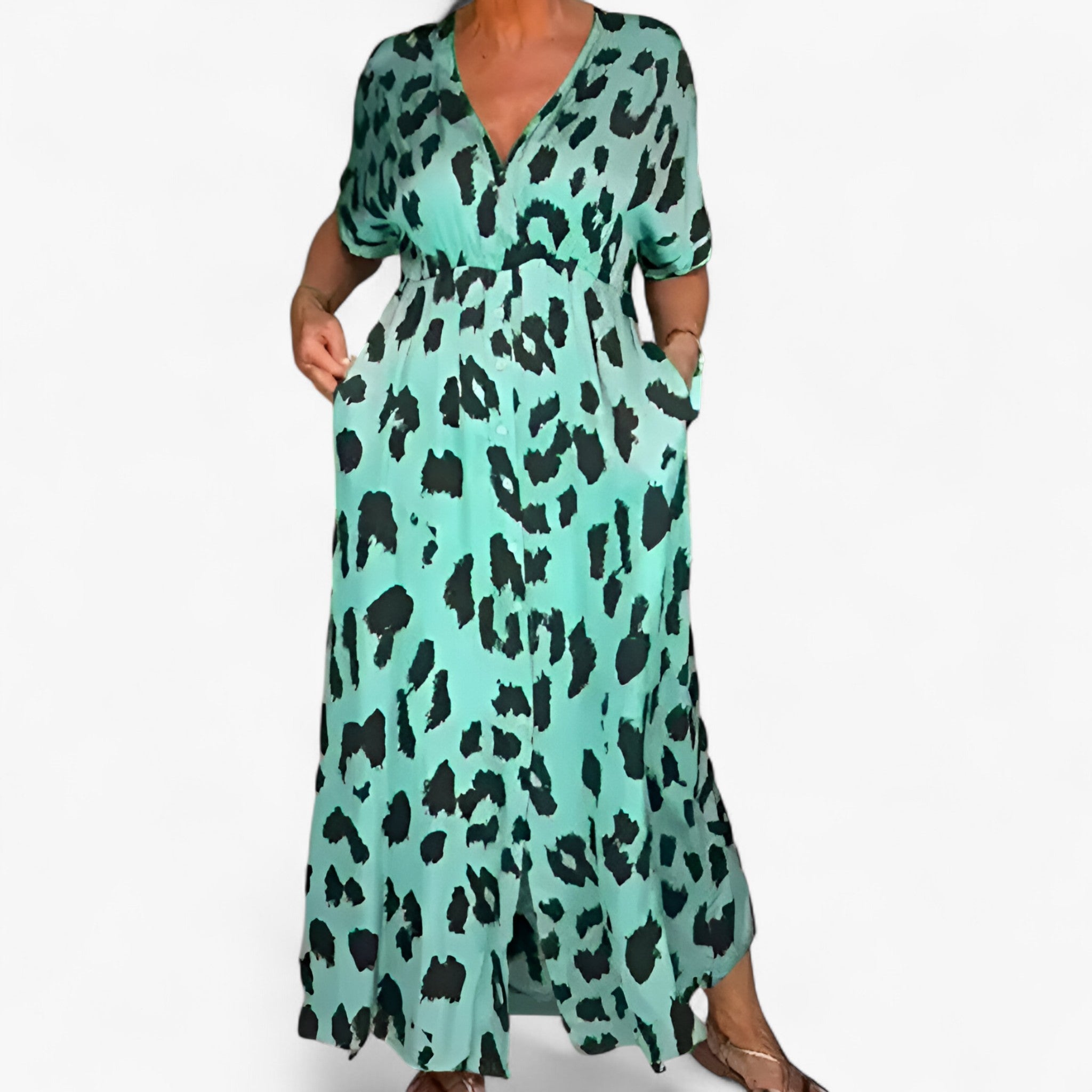 Carmen | Abito lungo da donna con stampa leopardo