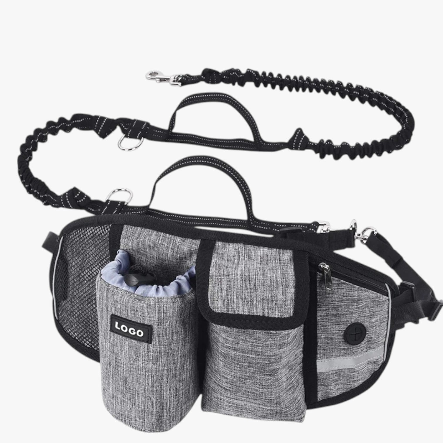 Briella | Marsupio Sportivo con Porta-Premi e Guinzaglio Riflettente - Set Grigio Cina - pet pet accessories petproduct Pets - Concept Palermo