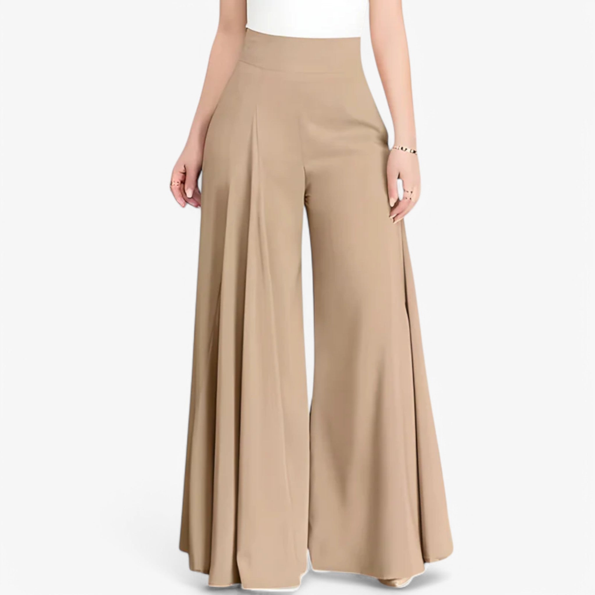 Anna | Pantaloni a gamba larga: eleganti e comodi - Cachi - - Concept Palermo