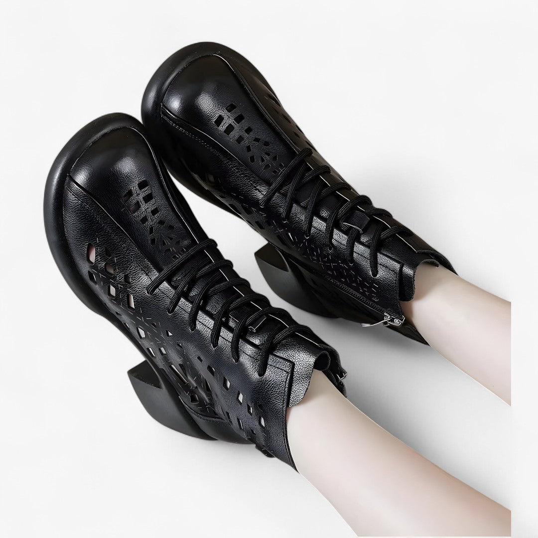 Hannah | Stivaletti in pelle cuciti a mano con lacci in stile naturale - - BOOTS Boots & Shoes - Concept Palermo