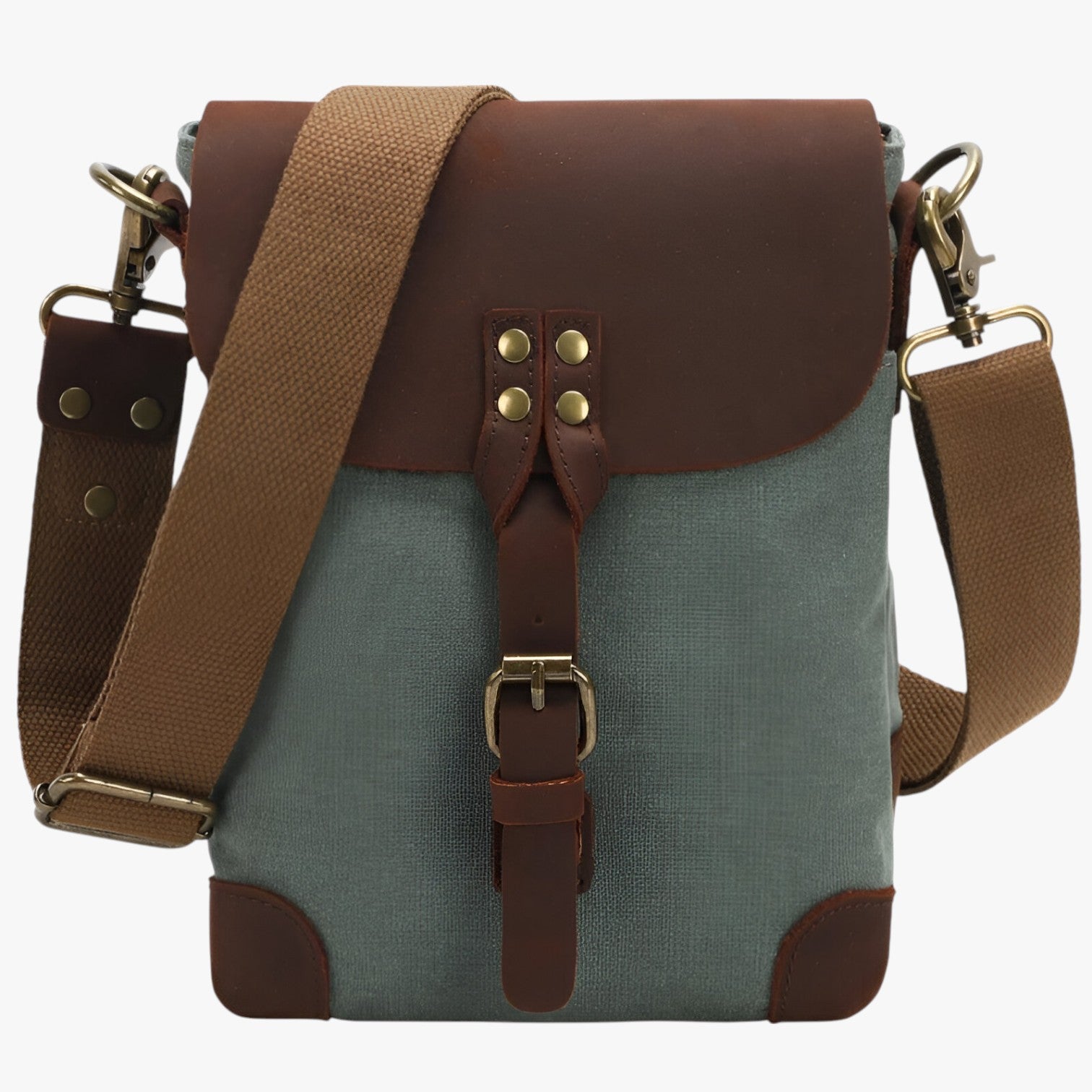 Archie | Borsa a tracolla vintage in tela e pelle - Verde lago - Bags bags for men handbags Shoulder & Crossbody Bags Shoulder Bags - Concept Palermo