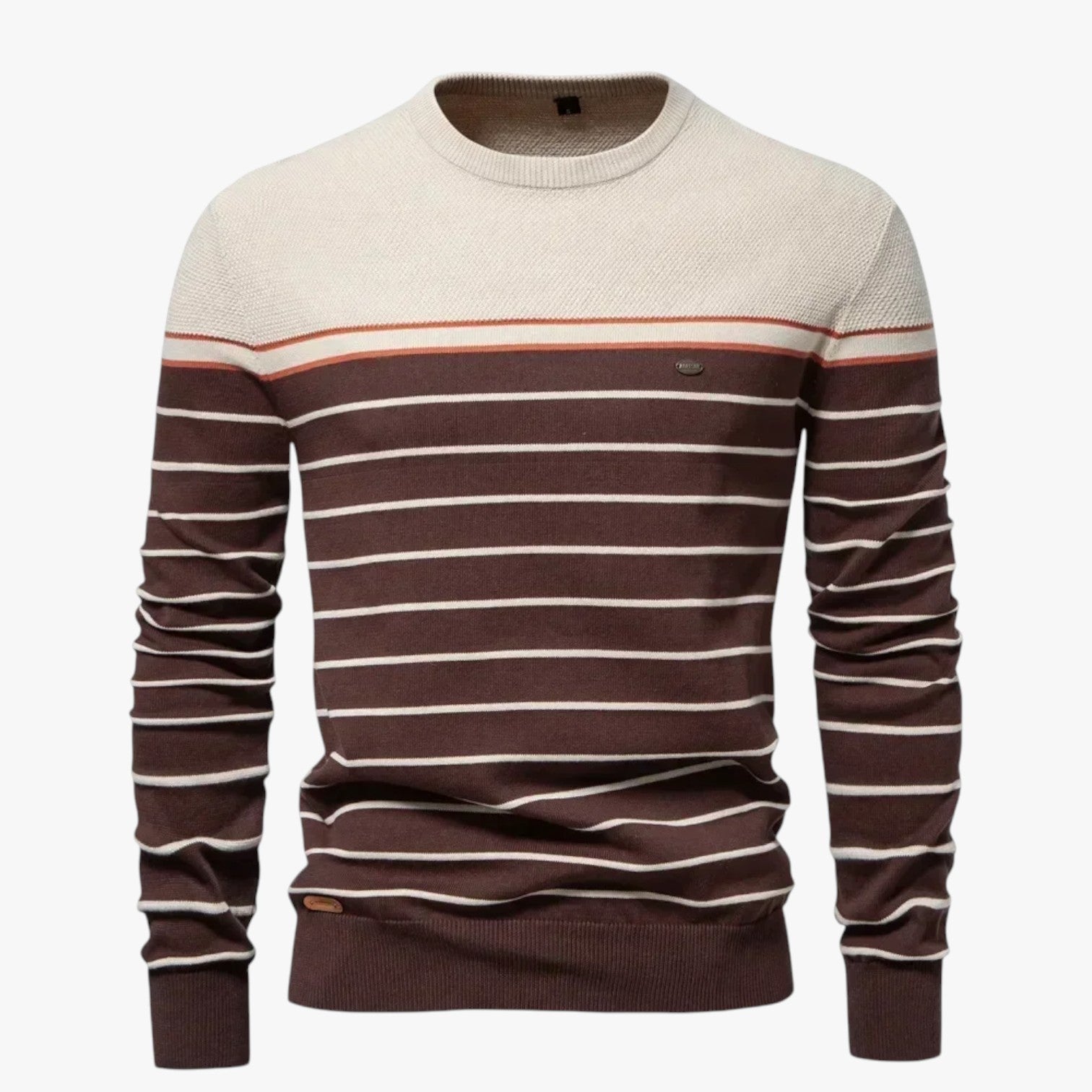 Calvin | Maglione autunnale a righe premium Caldo, elastico e dallo stile impeccabile - Khaki - Sweater sweater men sweaters - Concept Palermo