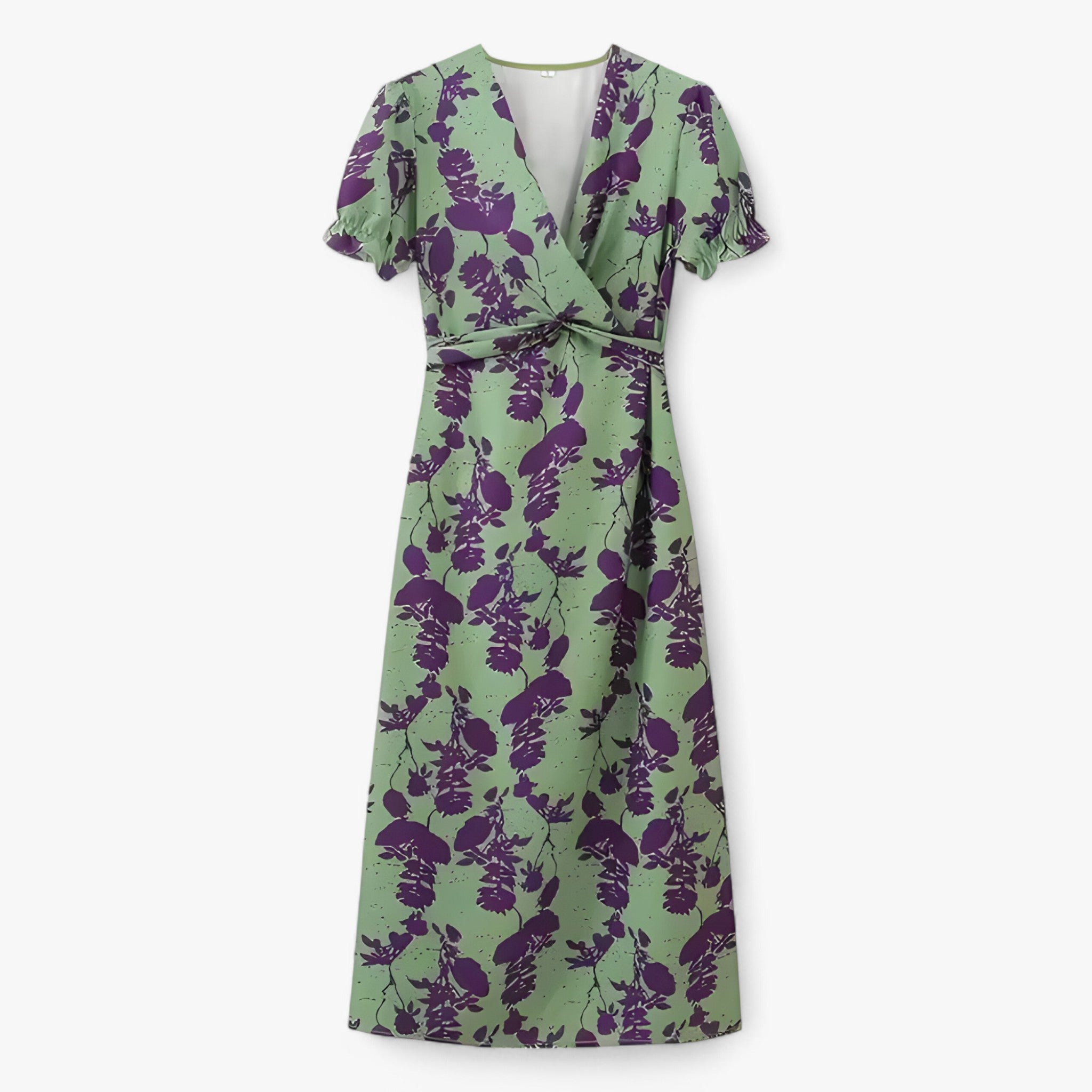 Amara | Vestito floreale - Elegante e femminile - Verde e viola - 7824.2 Dresses gmc checked Women - Concept Palermo