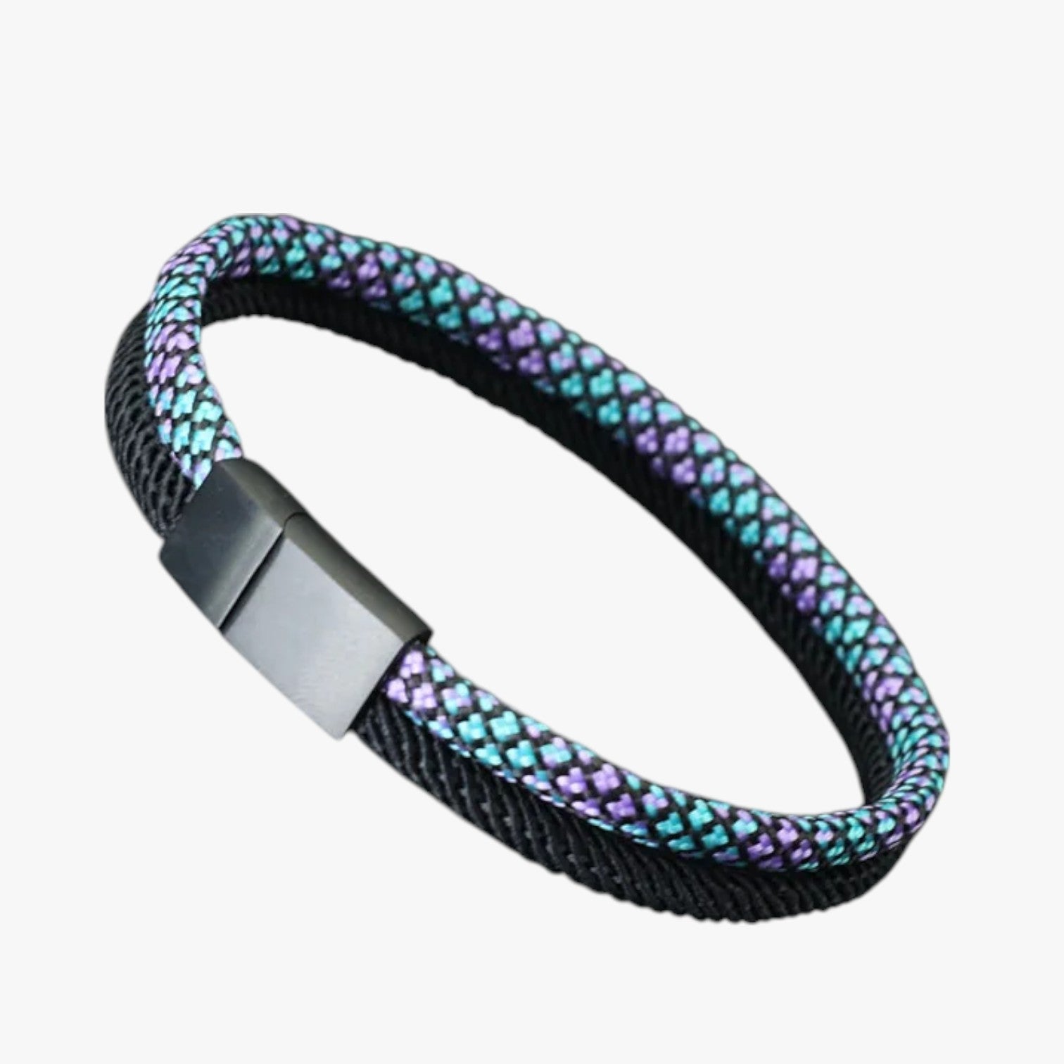 Devin | Bracciale Paracord Bicolore con Fibbia Magnetica - viola-blu 19,5cm 7,7 pollici - BRACELET bracelet for men BRACELETS mens bracelet - Concept Palermo