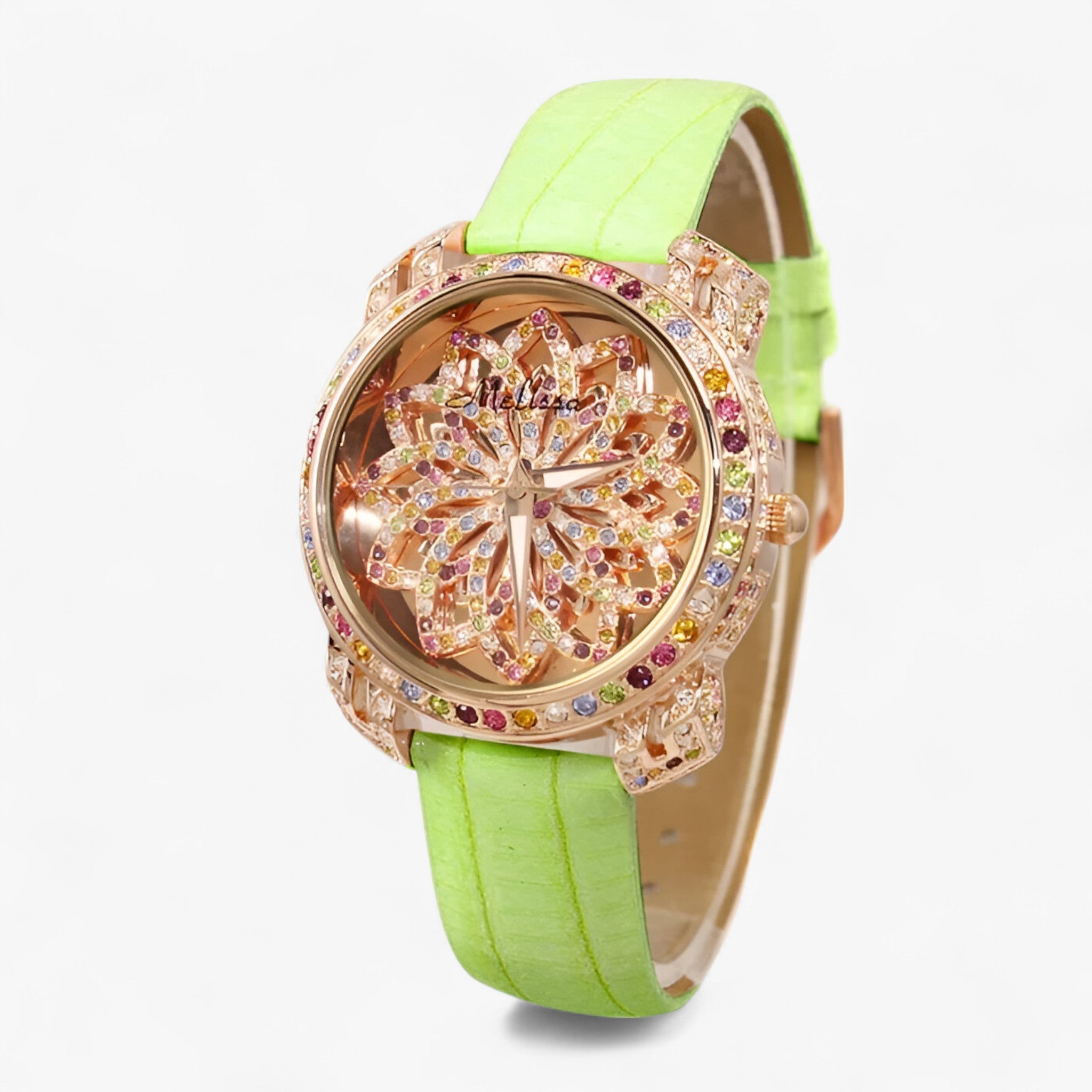 Yolanda | Orologio da donna al quarzo con cristallo a caramella e cinturino in pelle - Verde - female watch watch for women - Concept Palermo
