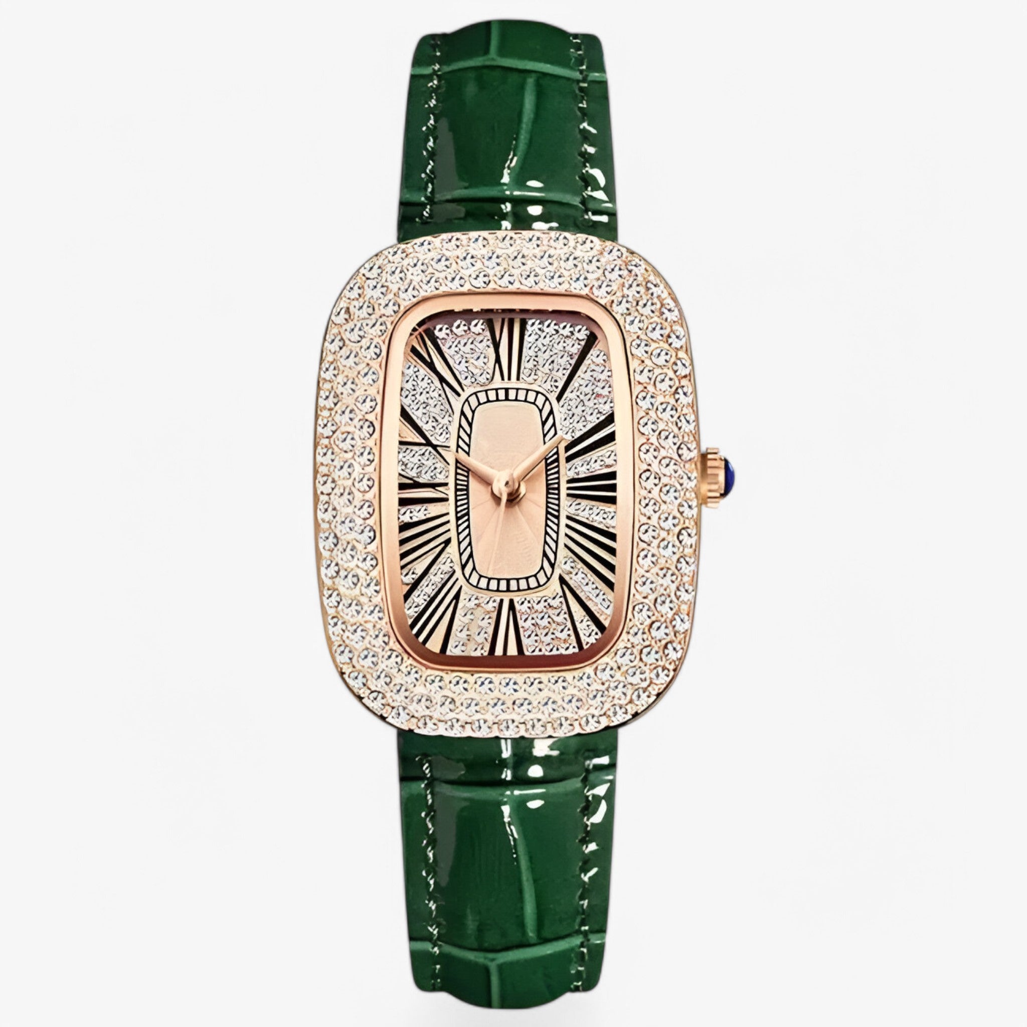 Renée | Orologio da donna verde elegante in pelle con borchie decorative - Verde - female watch watch for women - Concept Palermo