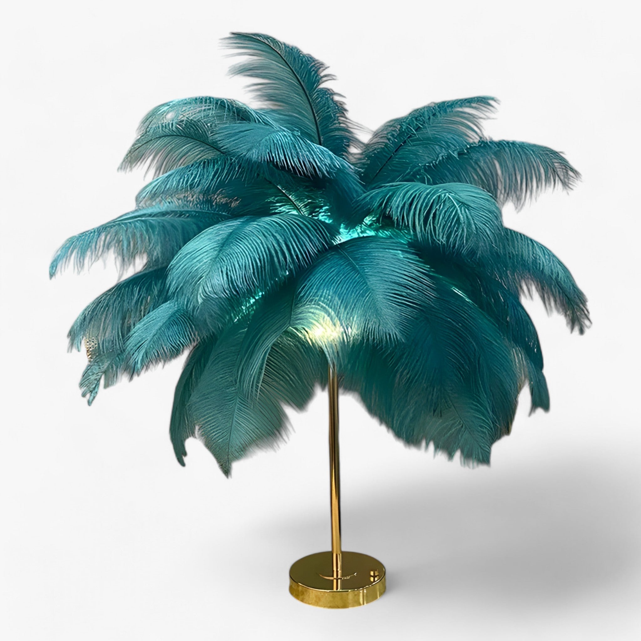 FeatherGlow | Lampada da tavolo con controllo touch - LED con piume per matrimoni e decorazioni di interni - Verde - Decor home decor - Concept Palermo